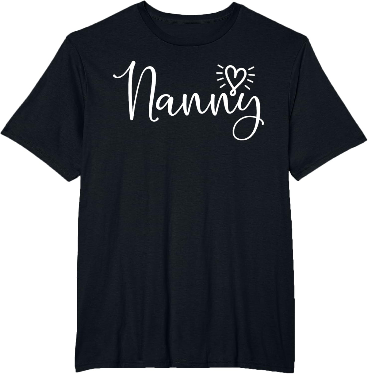 Cute Heart Nanny Heart And Script Lettering T-Shirt - Black