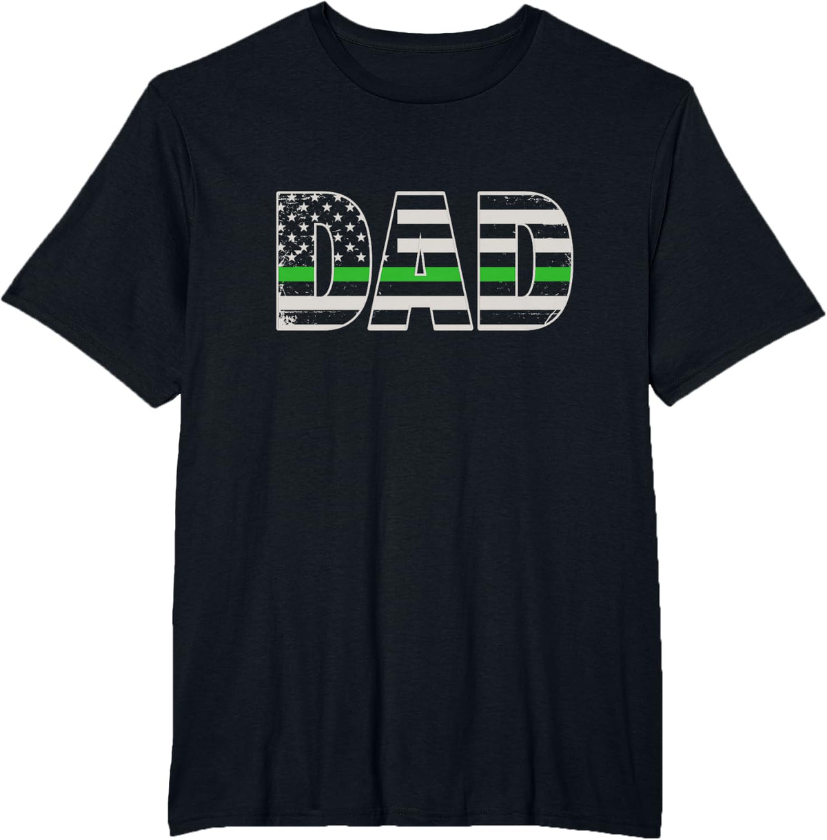 Dad Patriotic Border Patrol Father USA Flag Security Guard T-Shirt - Black