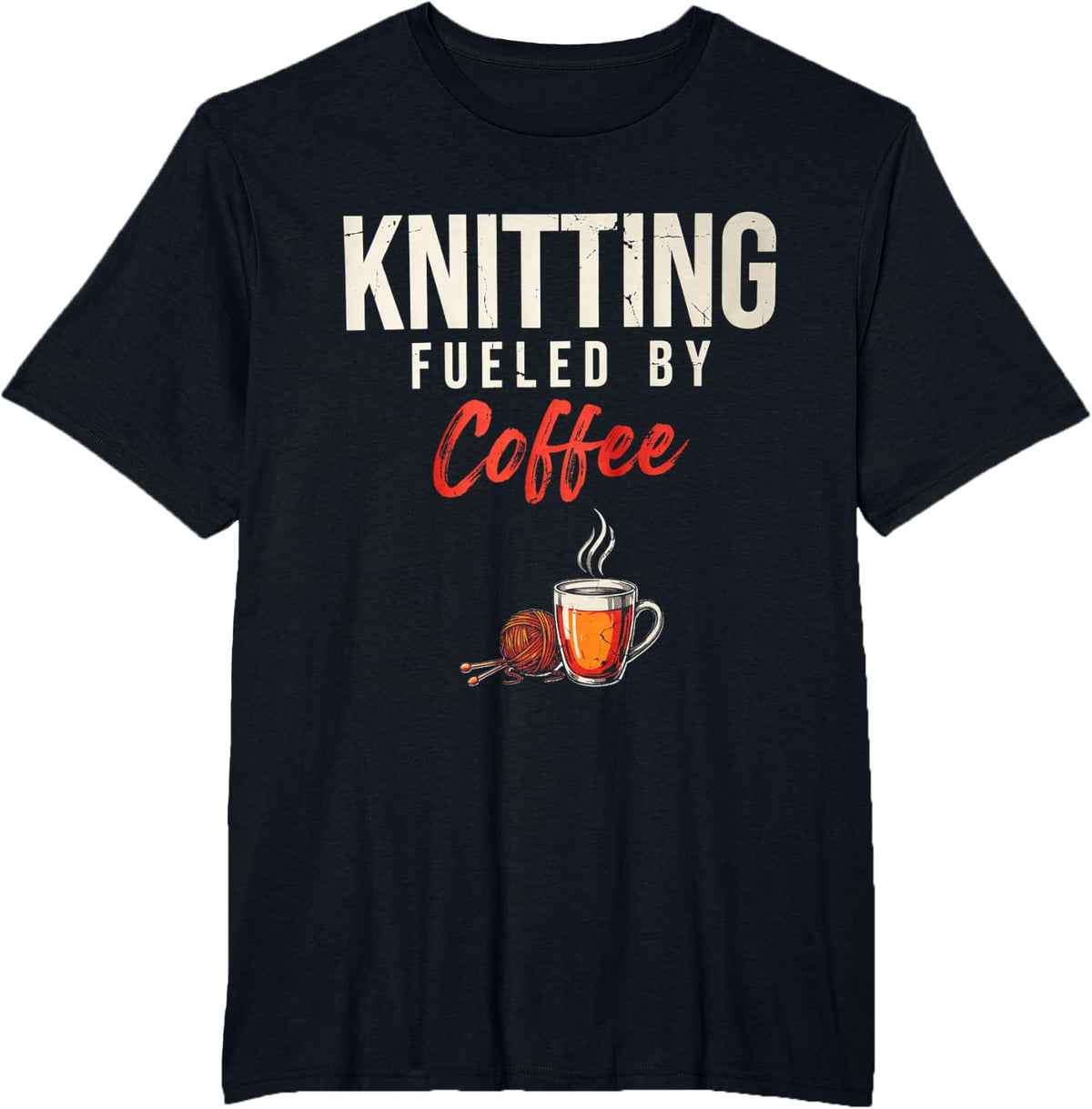 Knitting Fueled By Coffee Hobby Pattern Gift for Crafters T-Shirt - Black