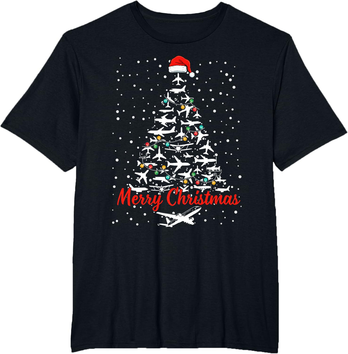 Christmas Airplanes Tree Pilots Merry Christmas Men Boys T-Shirt - Black