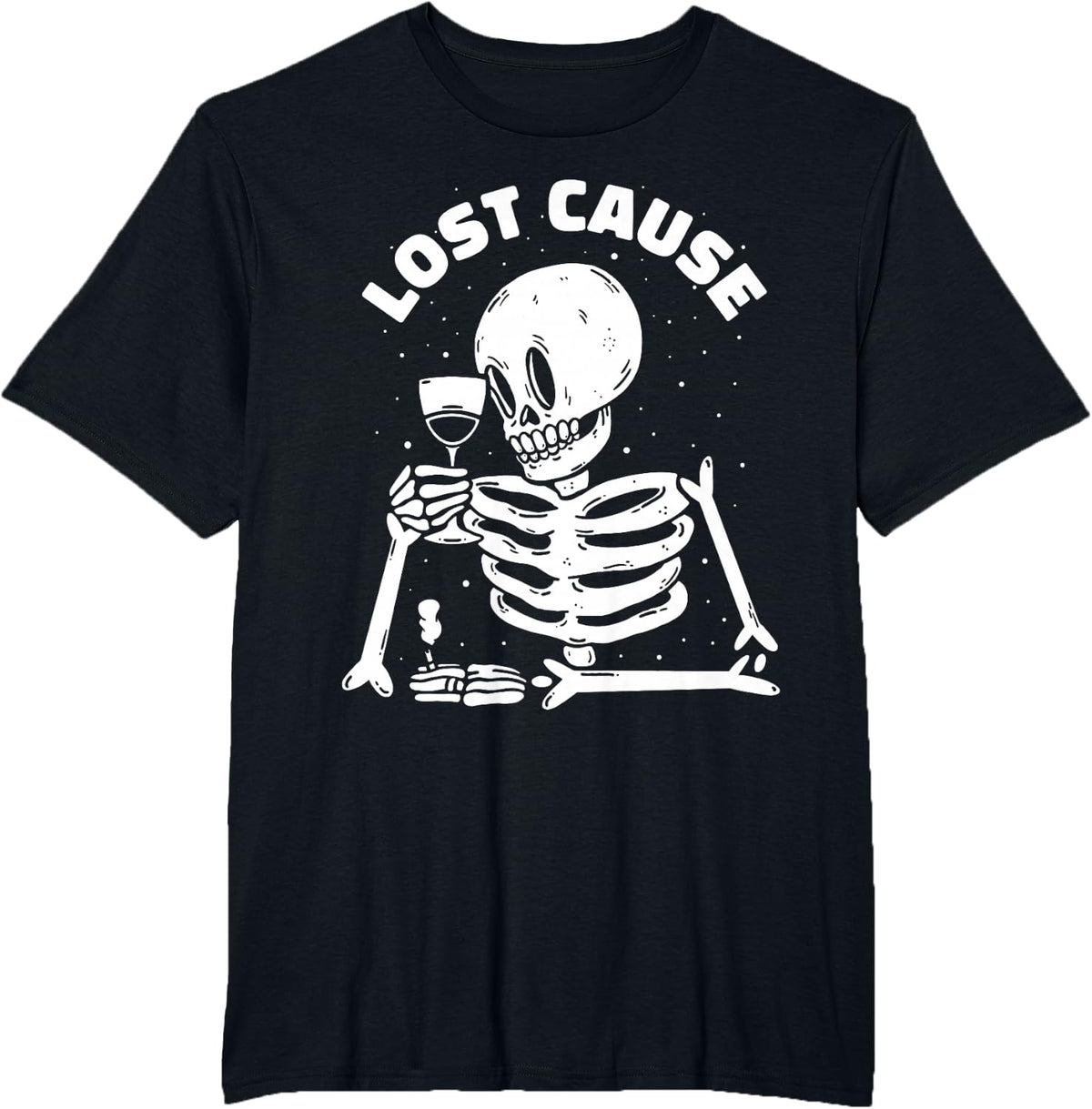 Lost Cause Skeleton Sarcastic Dark Humor Gothic Doomer Art T-Shirt - Black