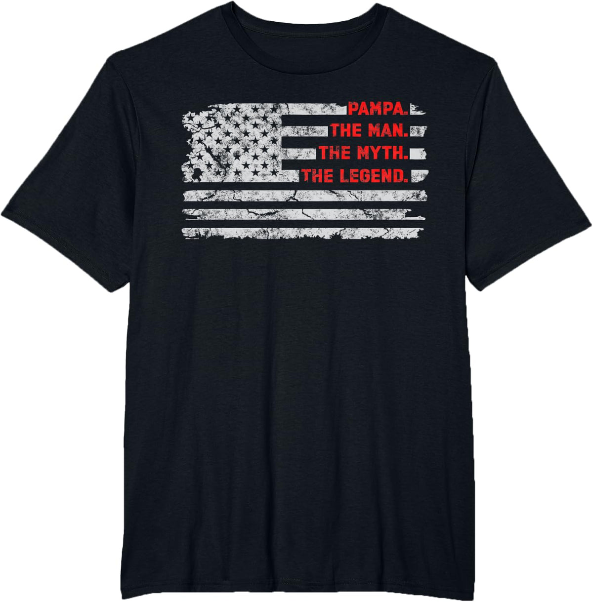 Pampa The Man Myth Legend fathers day Vintage American Flag T-Shirt - Black