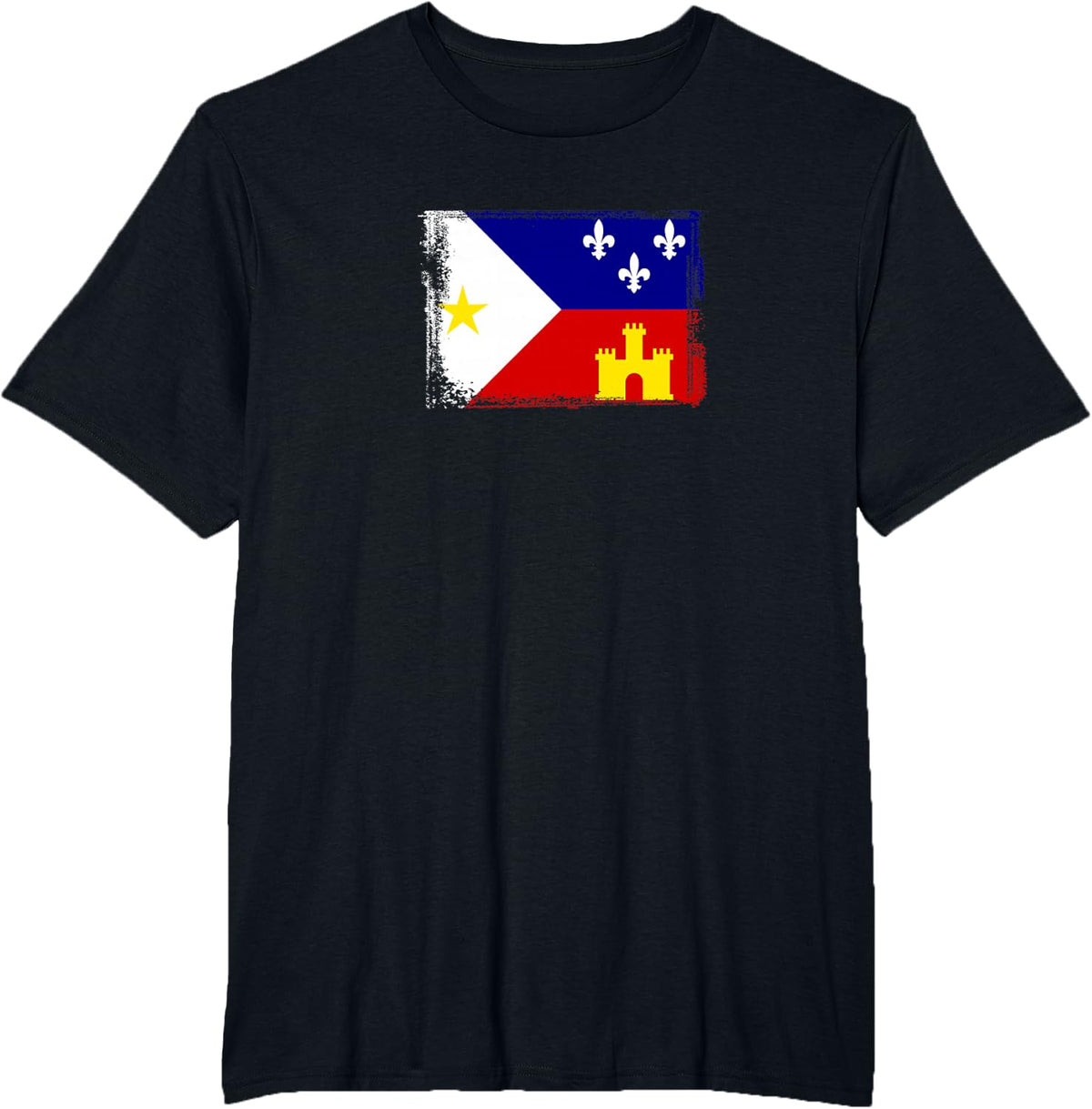 Louisiana Cajun Acadiana Flag T-Shirt - Black