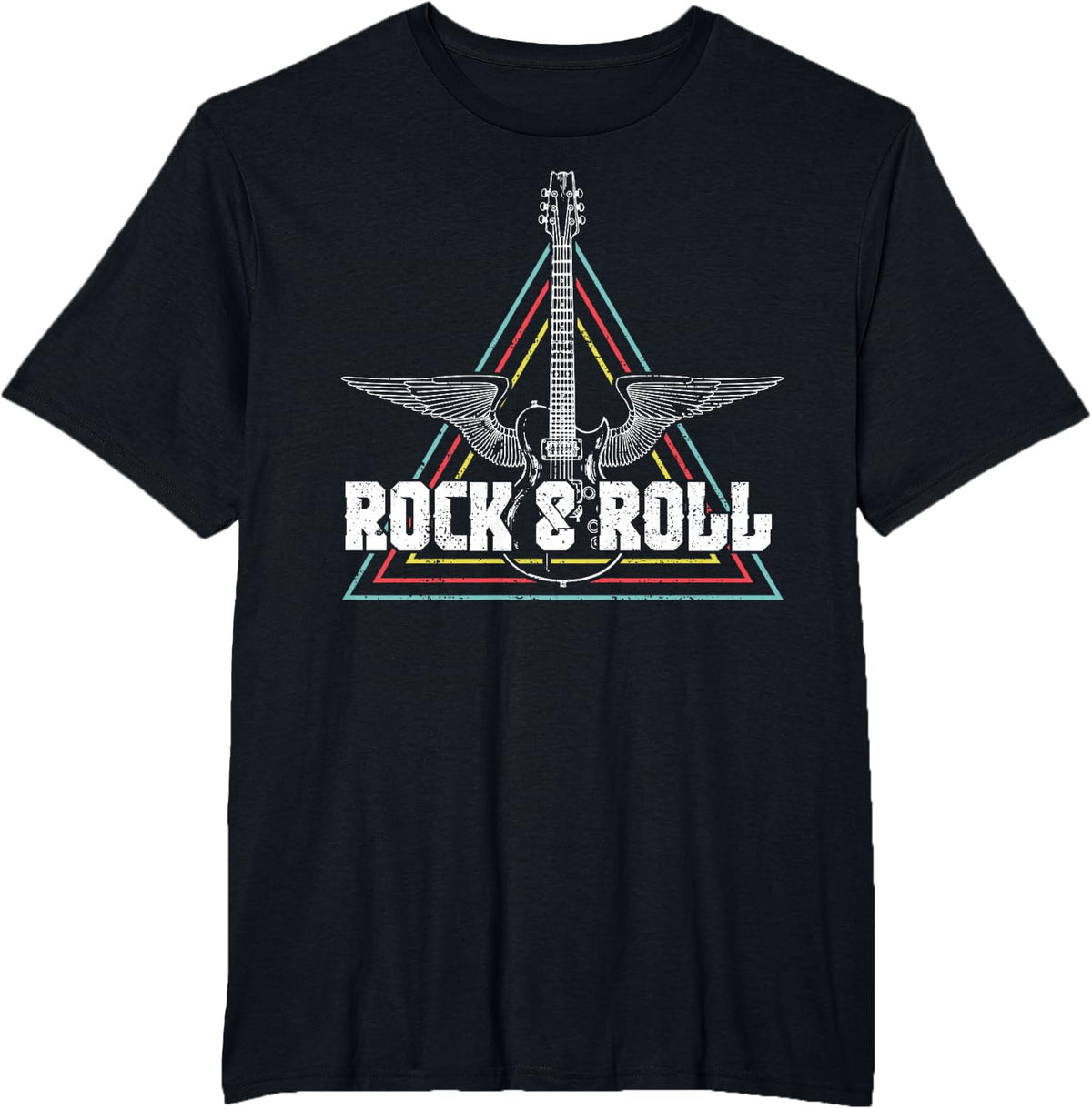 Rock And Roll T-Shirt Vintage RocknRoll Music Guitar Gift T-Shirt - Black