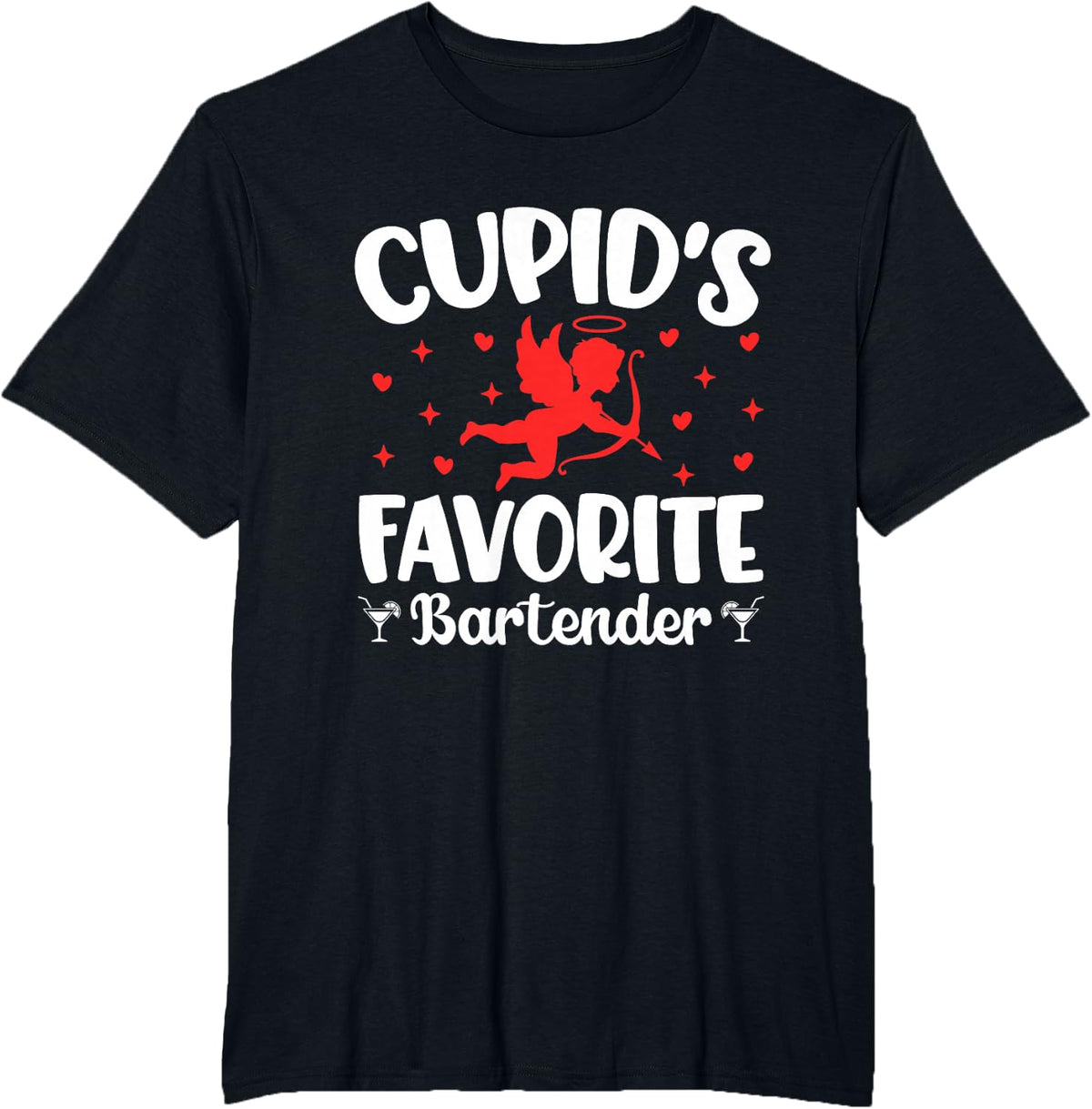 Cupid's Favorite Bartender Valentine’s Day Funny Bartending T-Shirt - Black