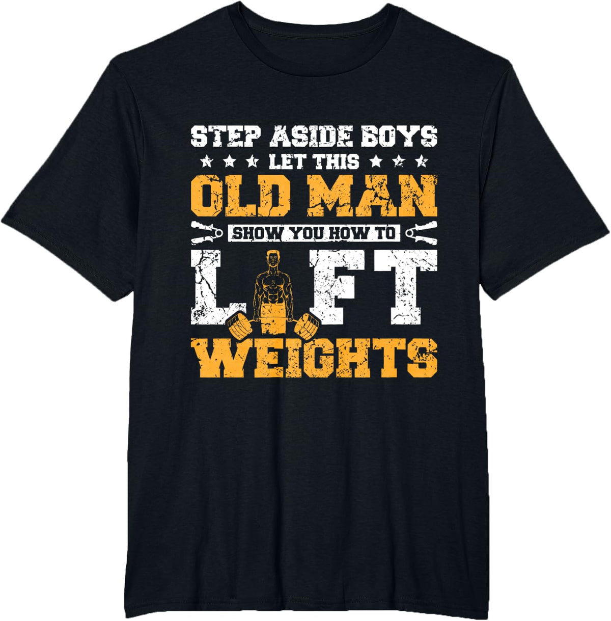 Weightlifting Old Man Gym T-Shirt - Black