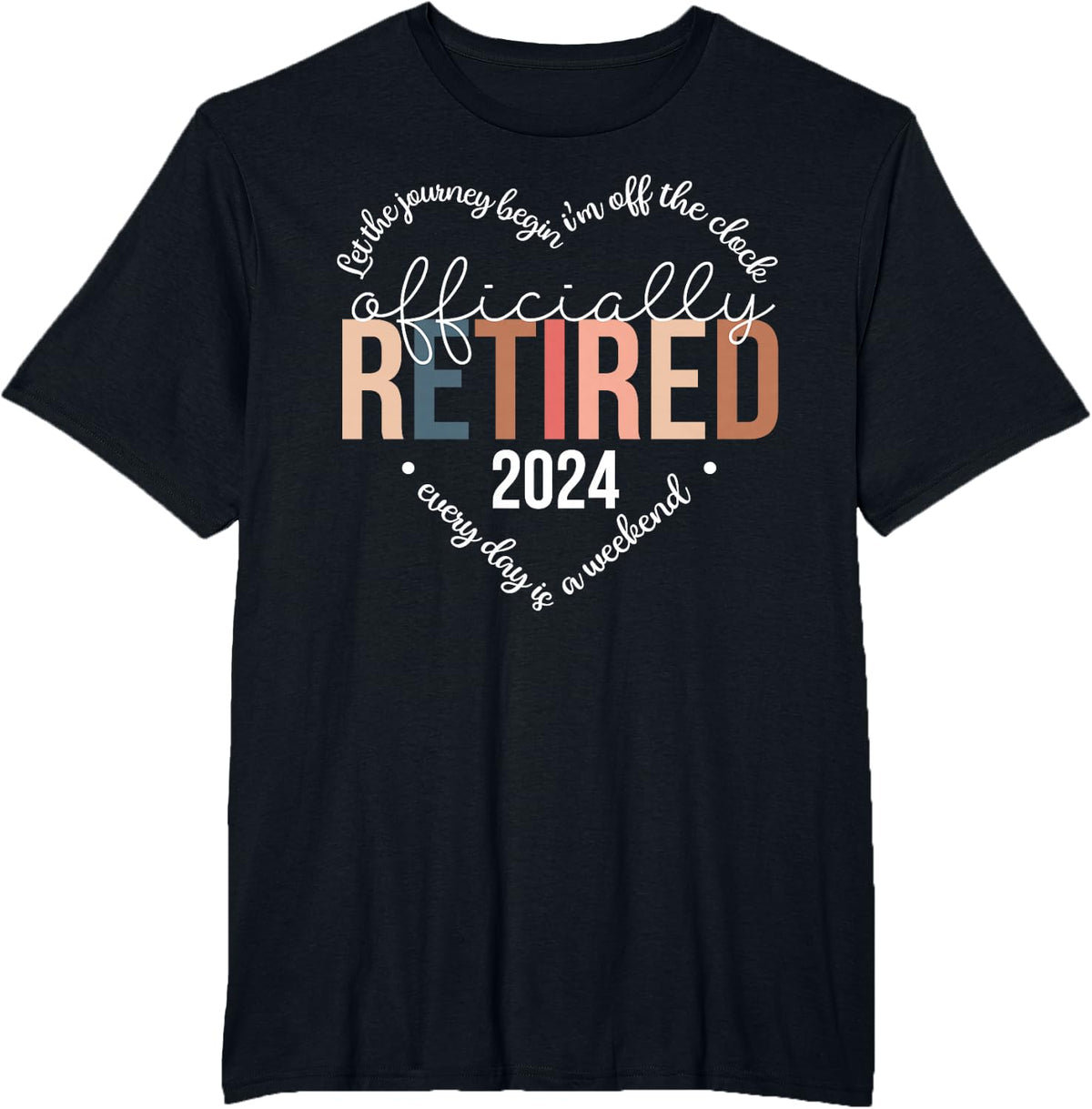 Officially Retired 2024 Heart Shirt for Women Retirement T-Shirt - Black