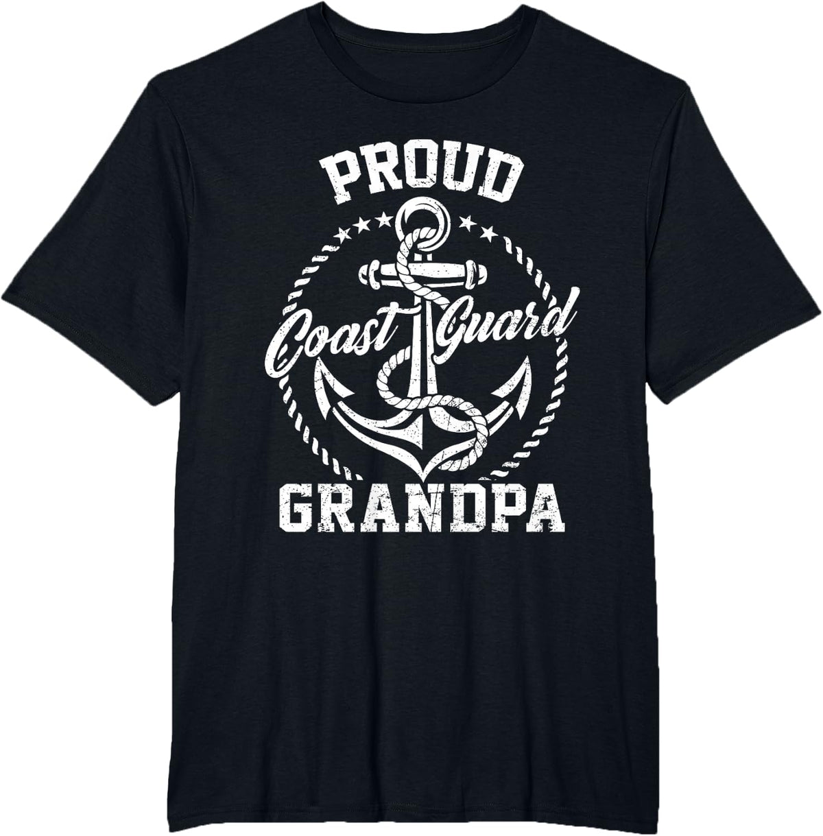 Proud Coast Guard Grandpa USCG Coastie Family Matching T-Shirt - Black