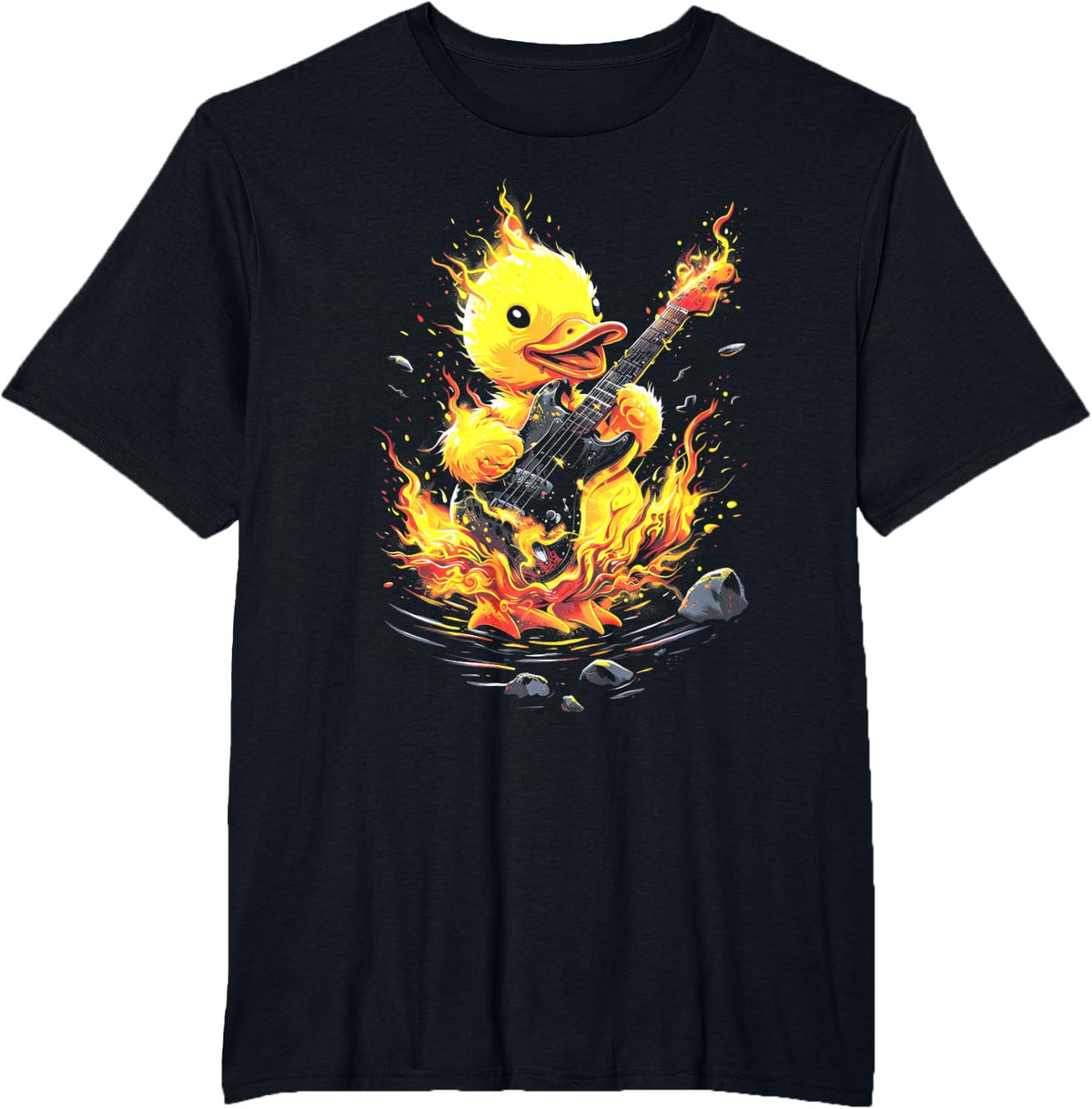 Rockstar duck Guitar Electric Rock duck T-Shirt - Black