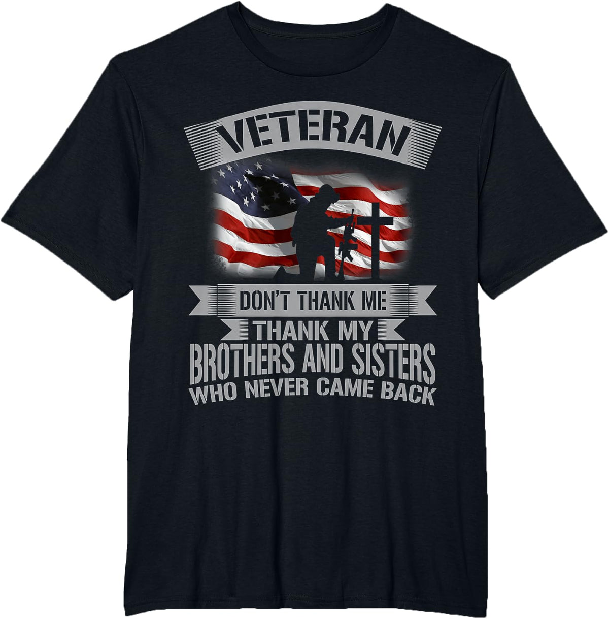 Veteran Don't Thank Me Veterans Day T-Shirt T-Shirt - Black