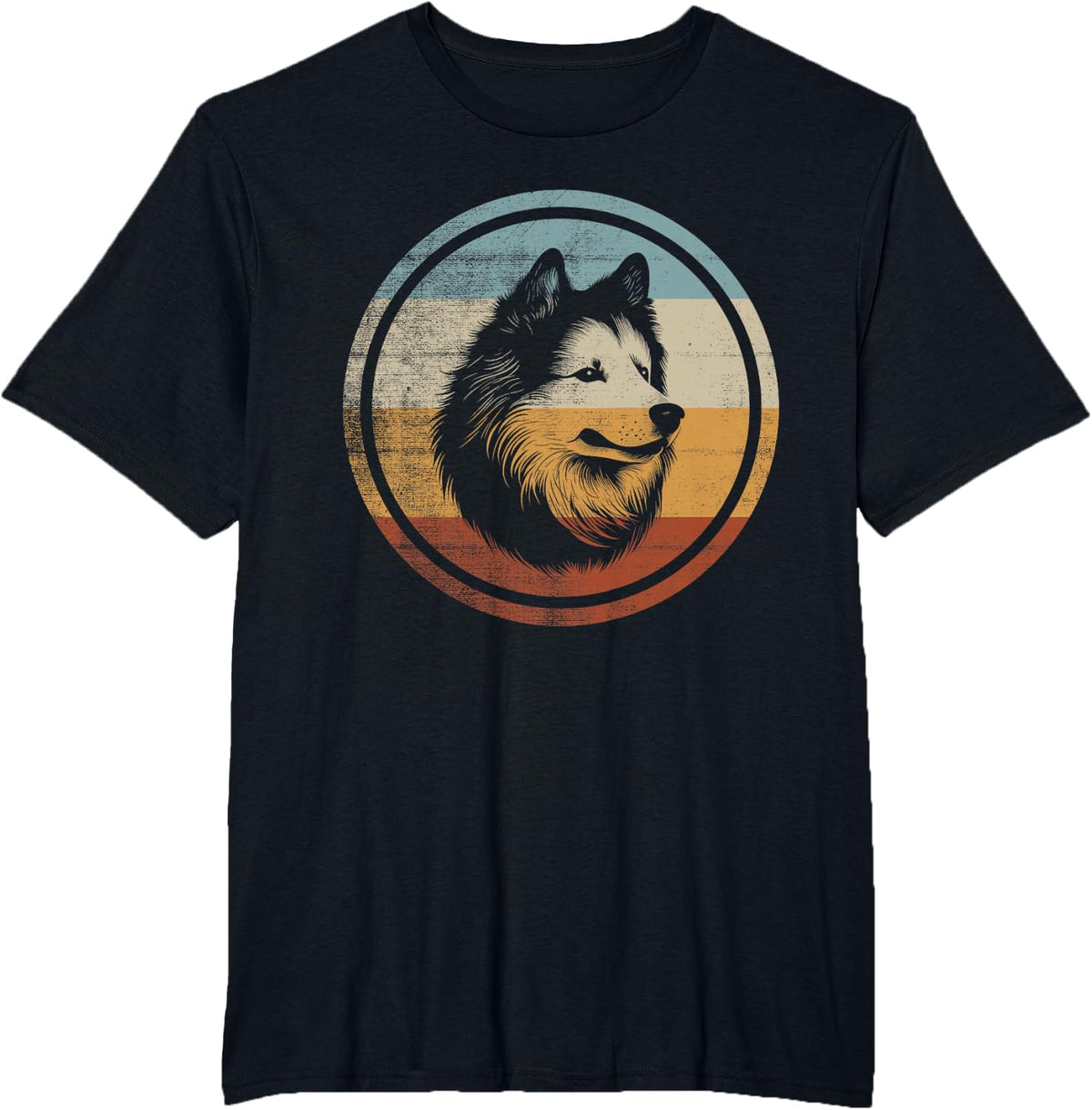 Samoyed Dog Retro Vintage Design T-Shirt - Black