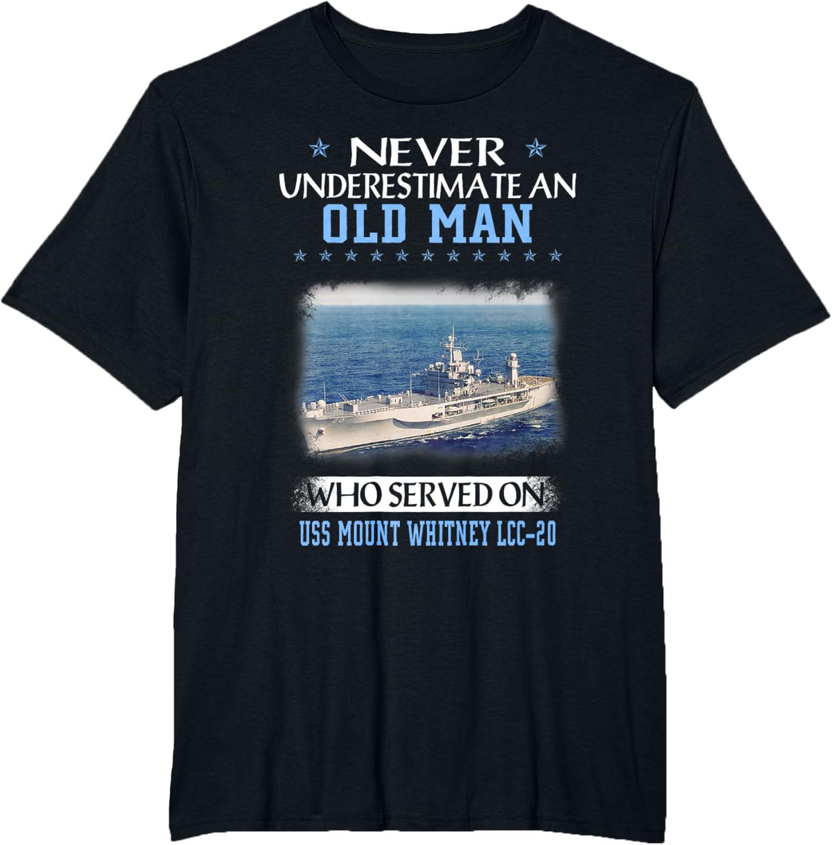 USS Mount Whitney LCC-20 Veterans Day Father Day T-Shirt - Black