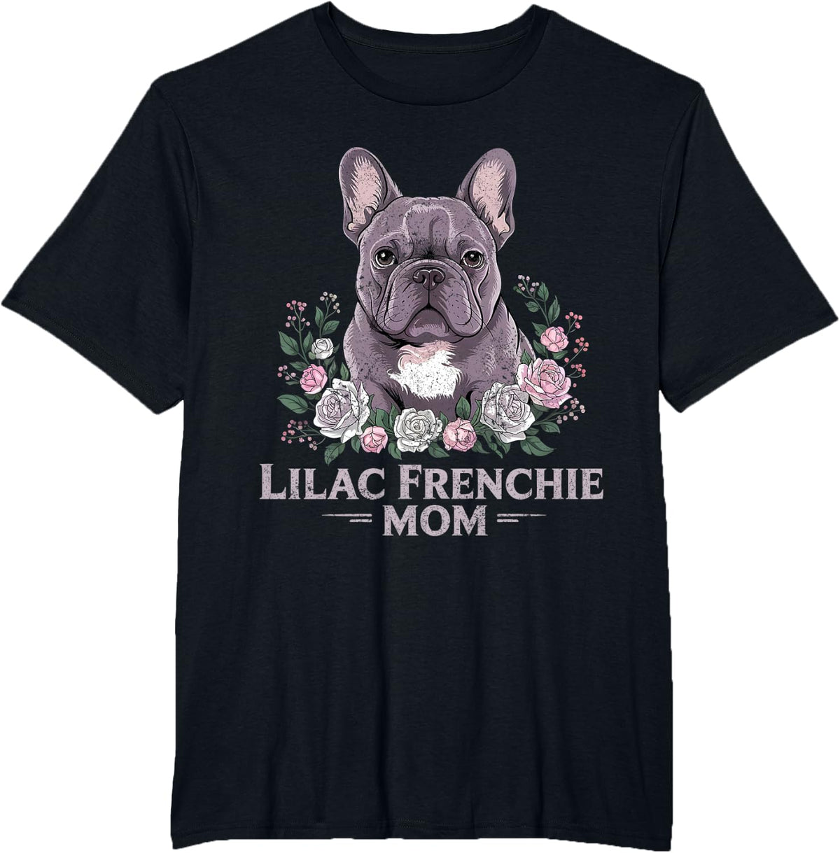 Women Lilac Frenchie Mom French Bulldog Mama Dog Lover Gift T-Shirt - Black