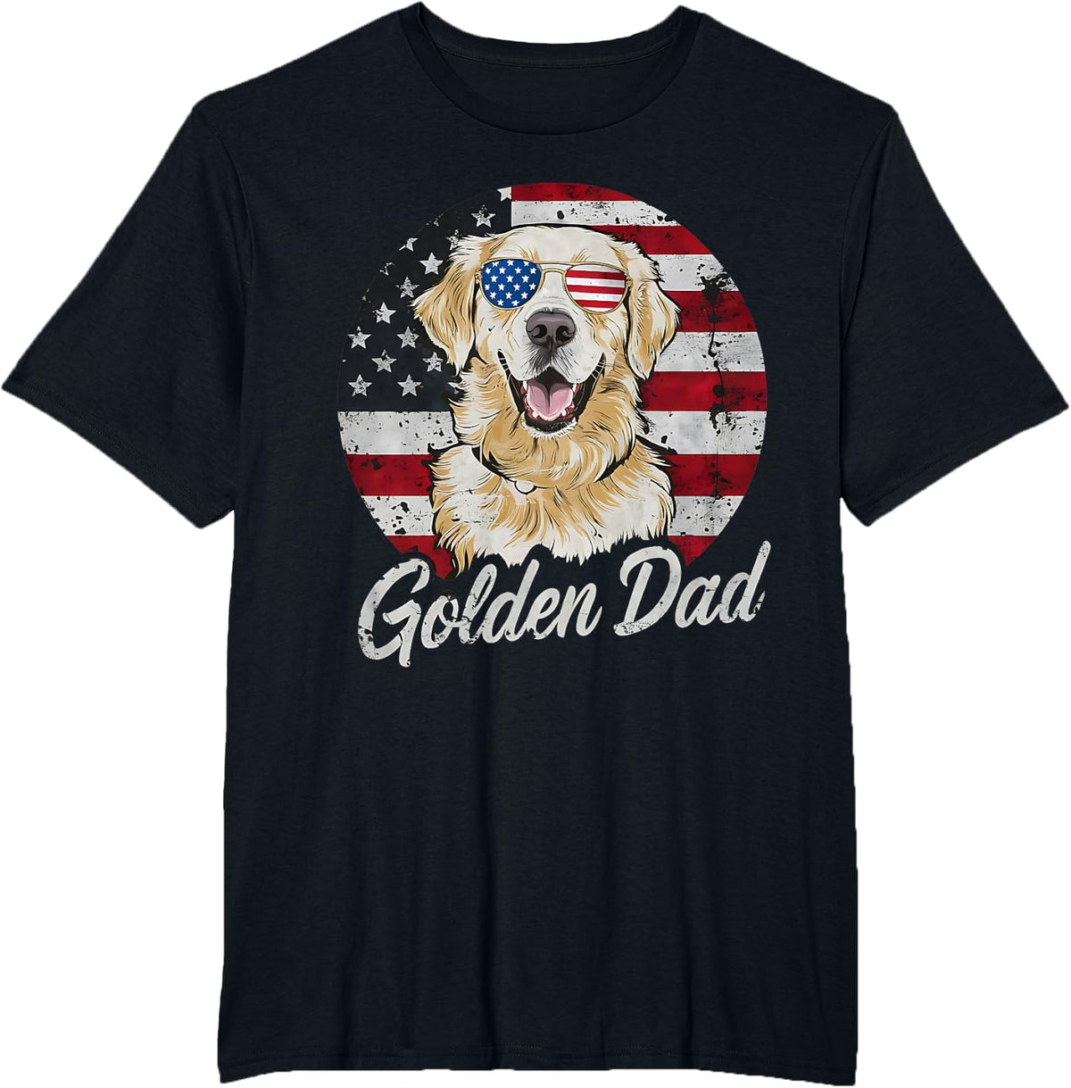 Golden Dad White English Cream Golden Retriever Dog Father T-Shirt - Black