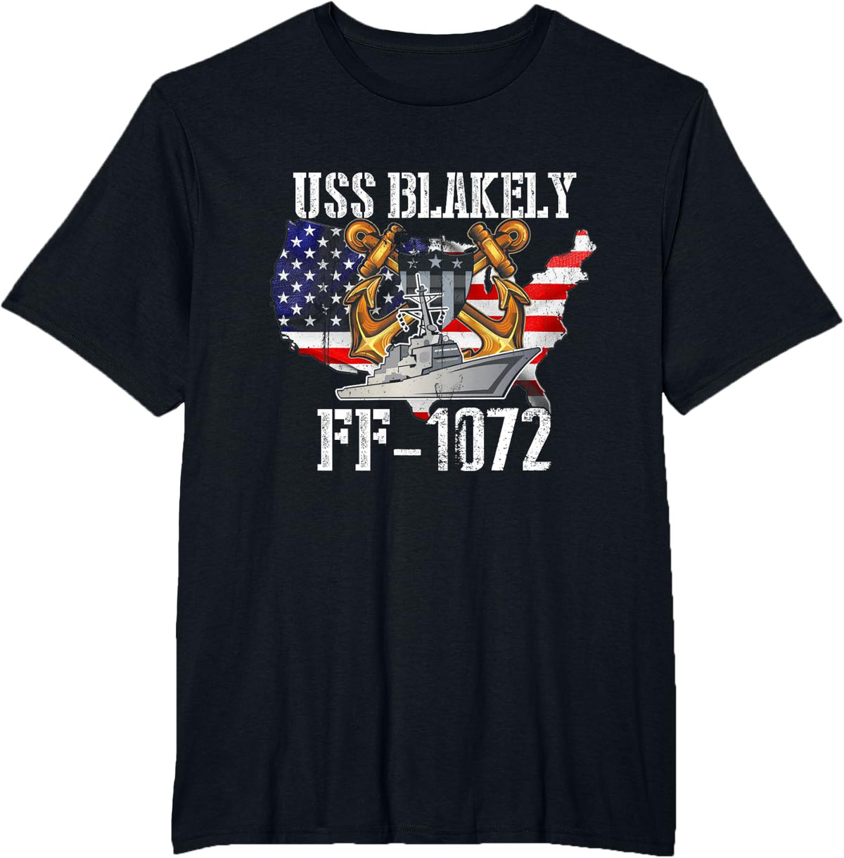 USS Blakely FF-1072 Frigate Veterans Son Father Grandpa Dad T-Shirt - Black