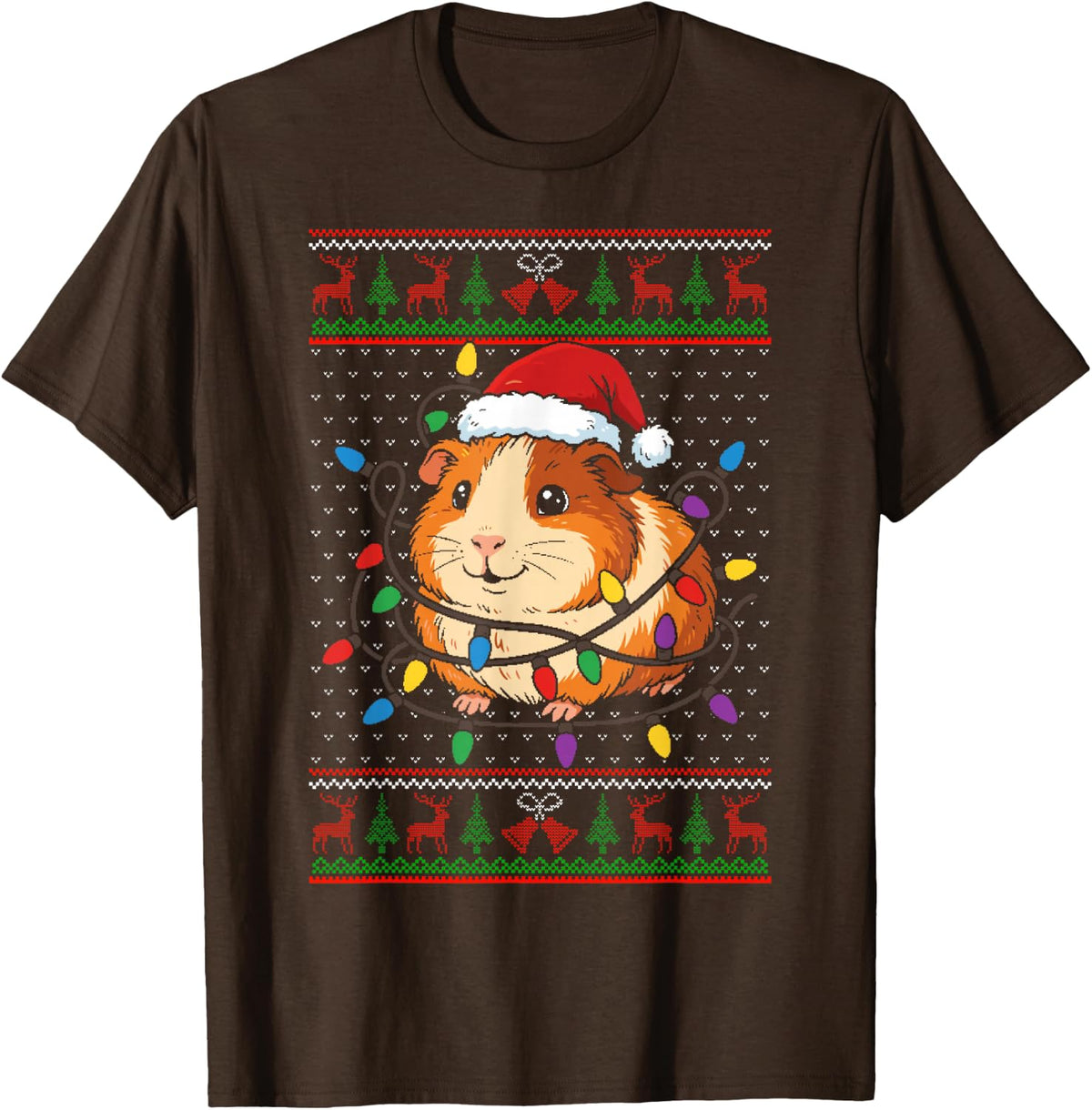 Guinea Pig Christmas Ugly Sweater T-Shirt - Brown