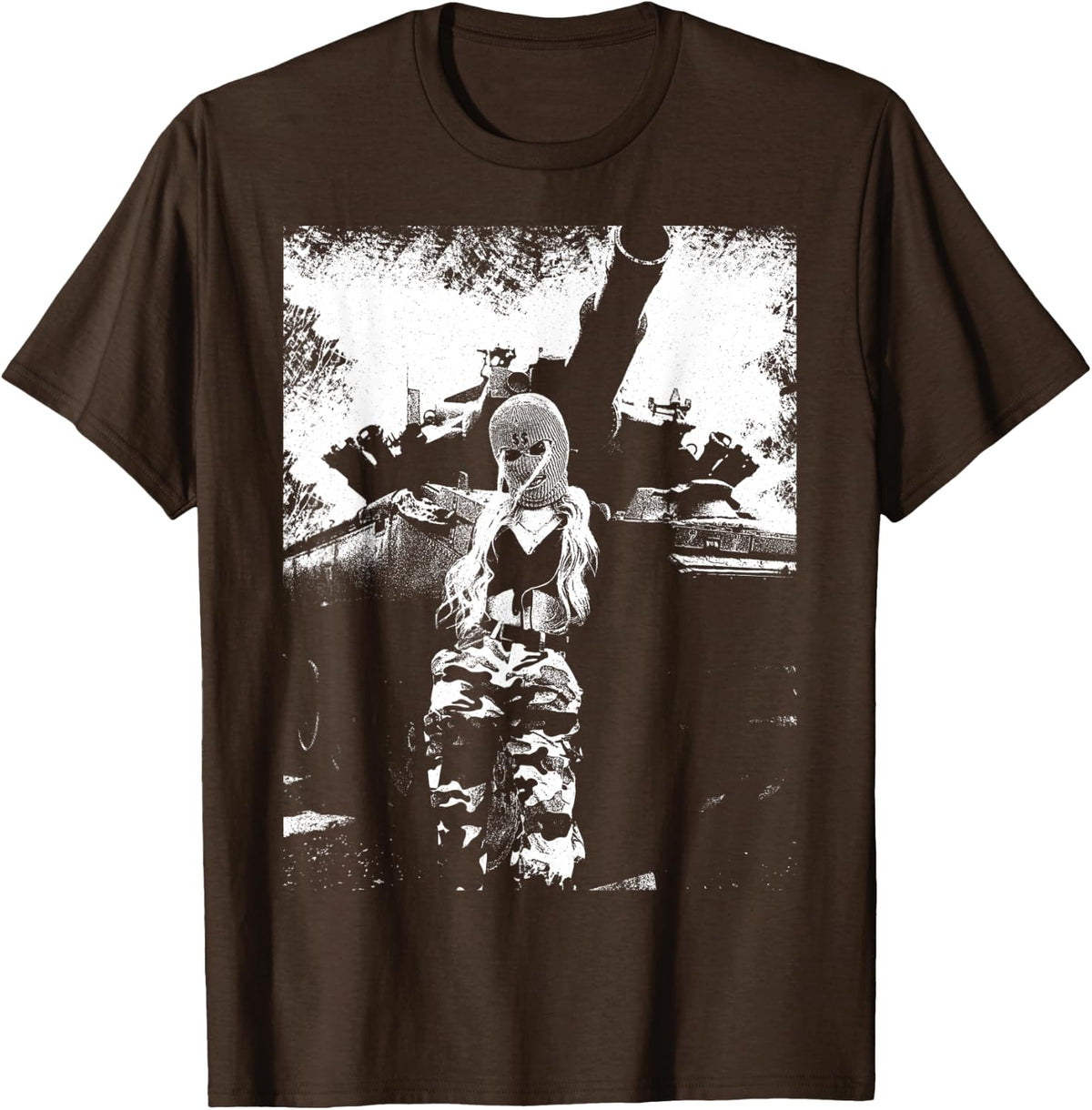 Punk Streetwear Aesthetic Skins Trendy Vintage Rave Graphic T-Shirt - Brown