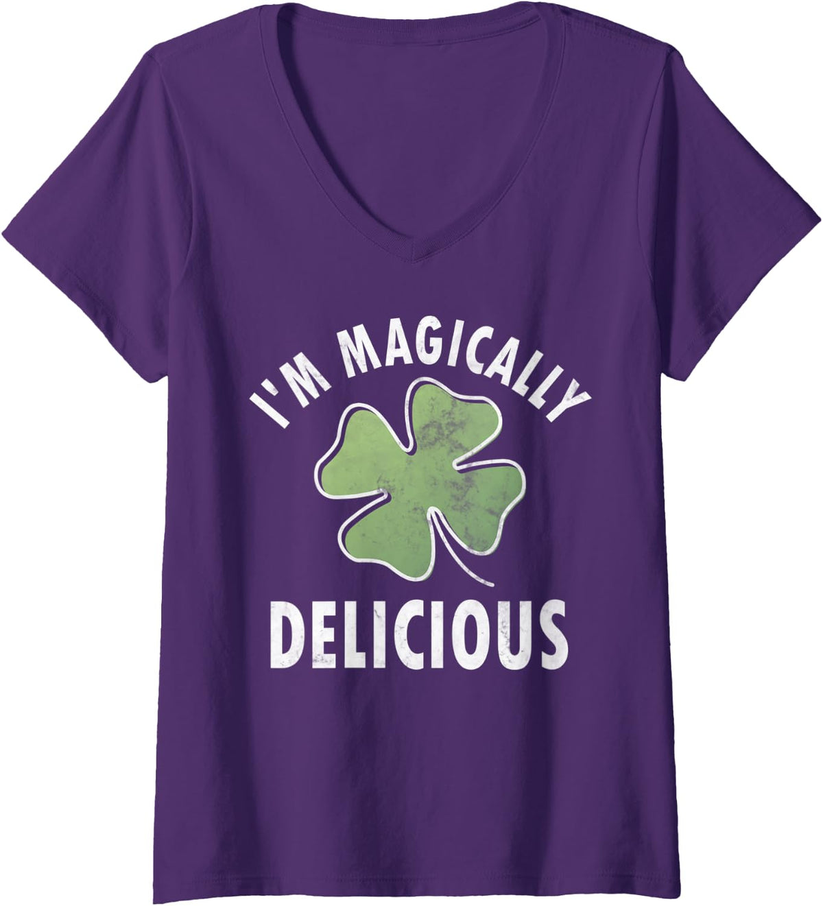 Womens I'm Magically Delicious Shirt Funny Saint Patricks Day Gift V-Neck T-Shirt - Purple