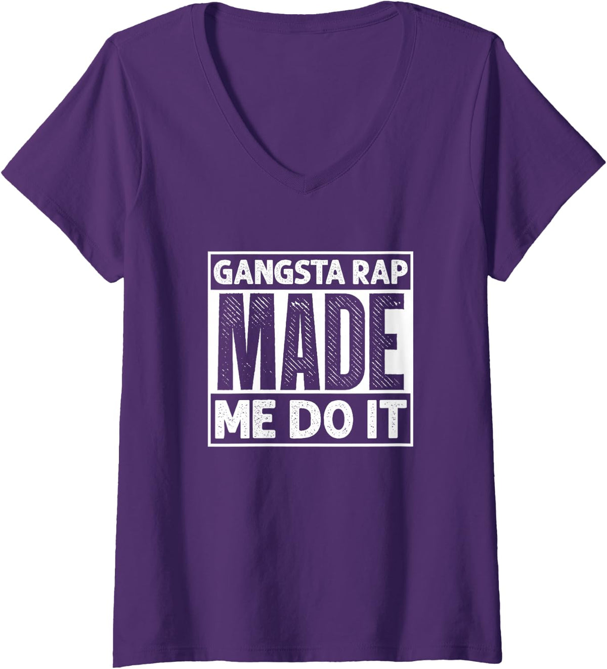 Women's Gangsta Rap Made Me Do It 90s Nineties Music Dance Party V-Neck T-Shirt - Purple