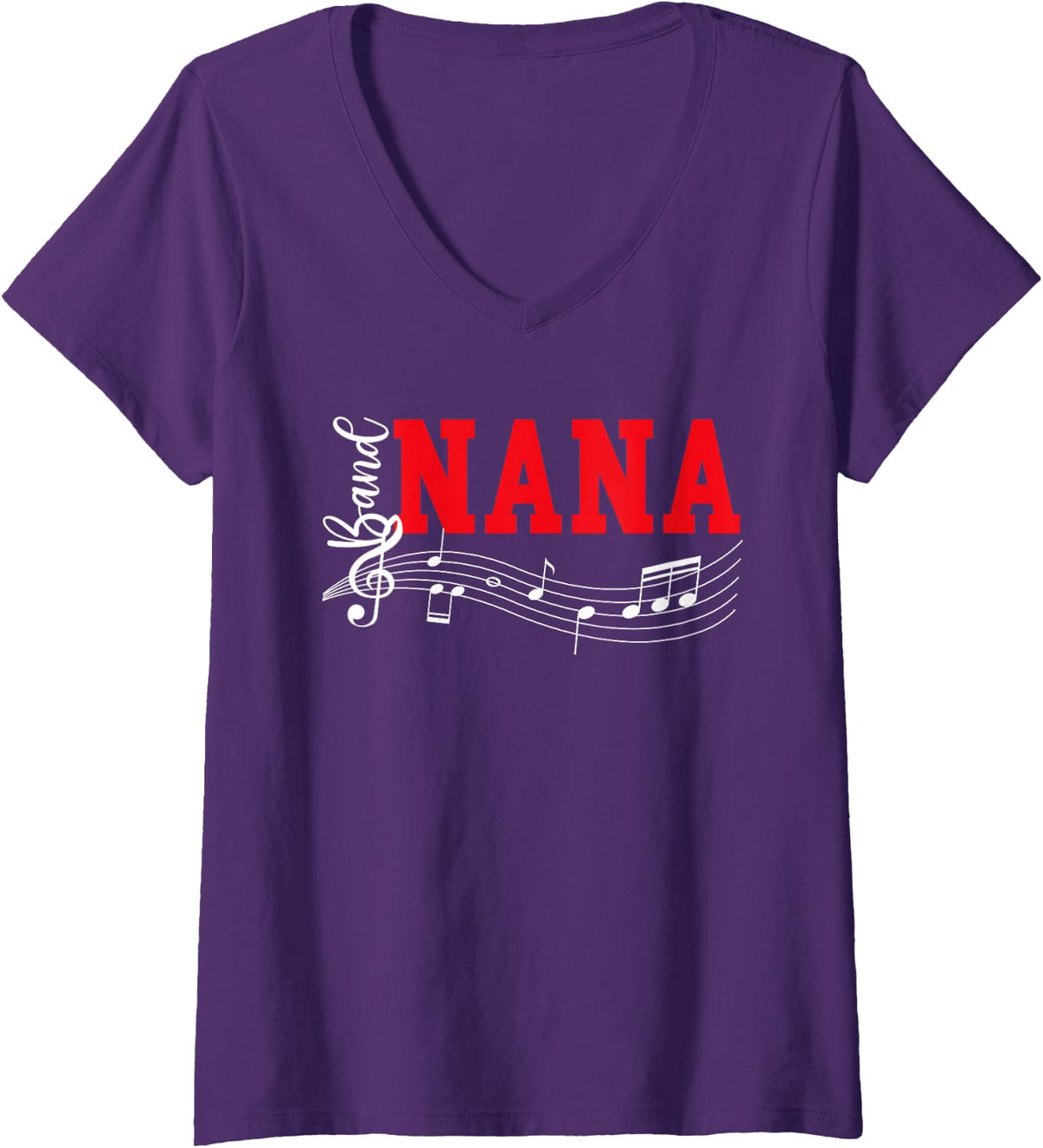 Womens Marching Band Nana Proud Marching Band Nana Grandma V-Neck T-Shirt - Purple