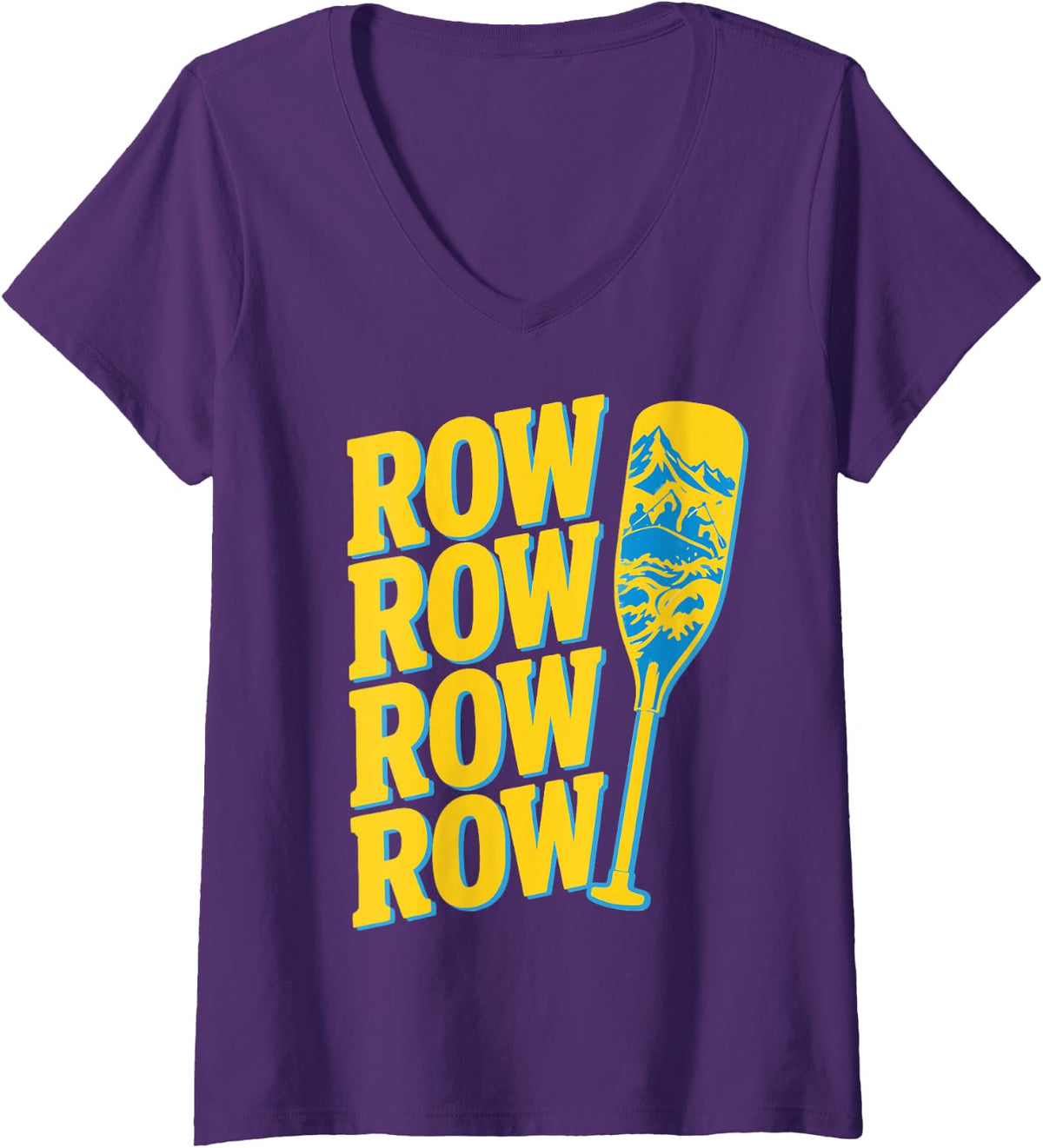Women's Rafting Crew River Rapids Rafter Rowing V-Neck T-Shirt - Purple
