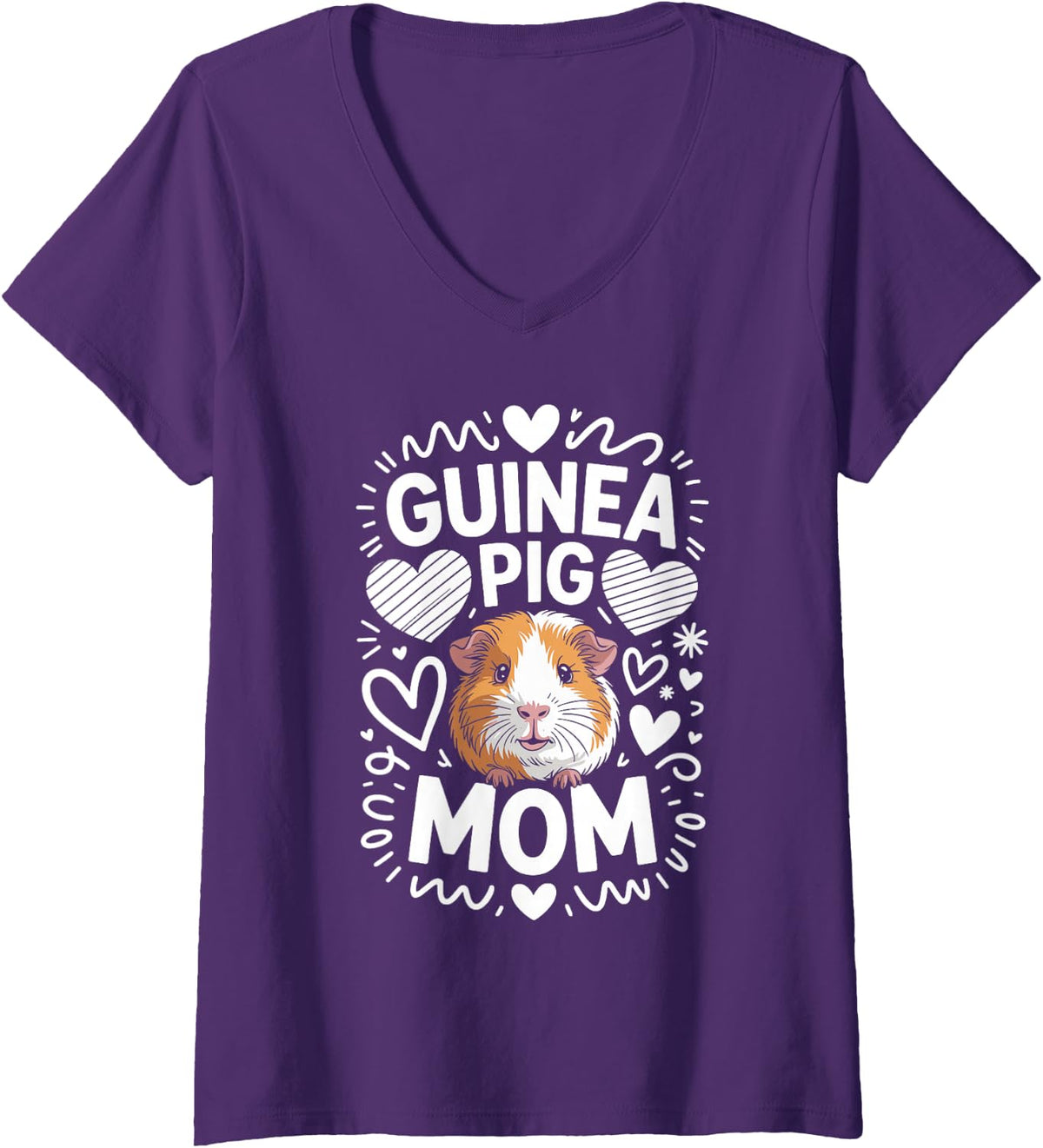 Women's Guinea Pig Mom Guinea Pigs V-Neck T-Shirt - Purple