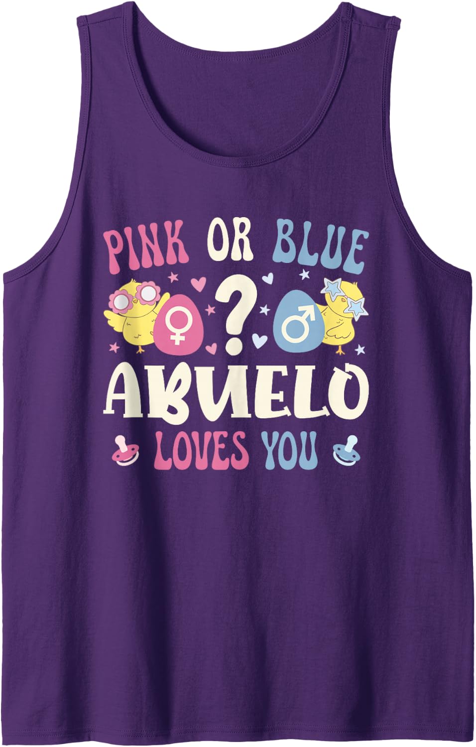 Men's Pink Or Blue Abuelo Loves You Gender Reveal Party Grandpa Sleeveless Tank Top - Purple