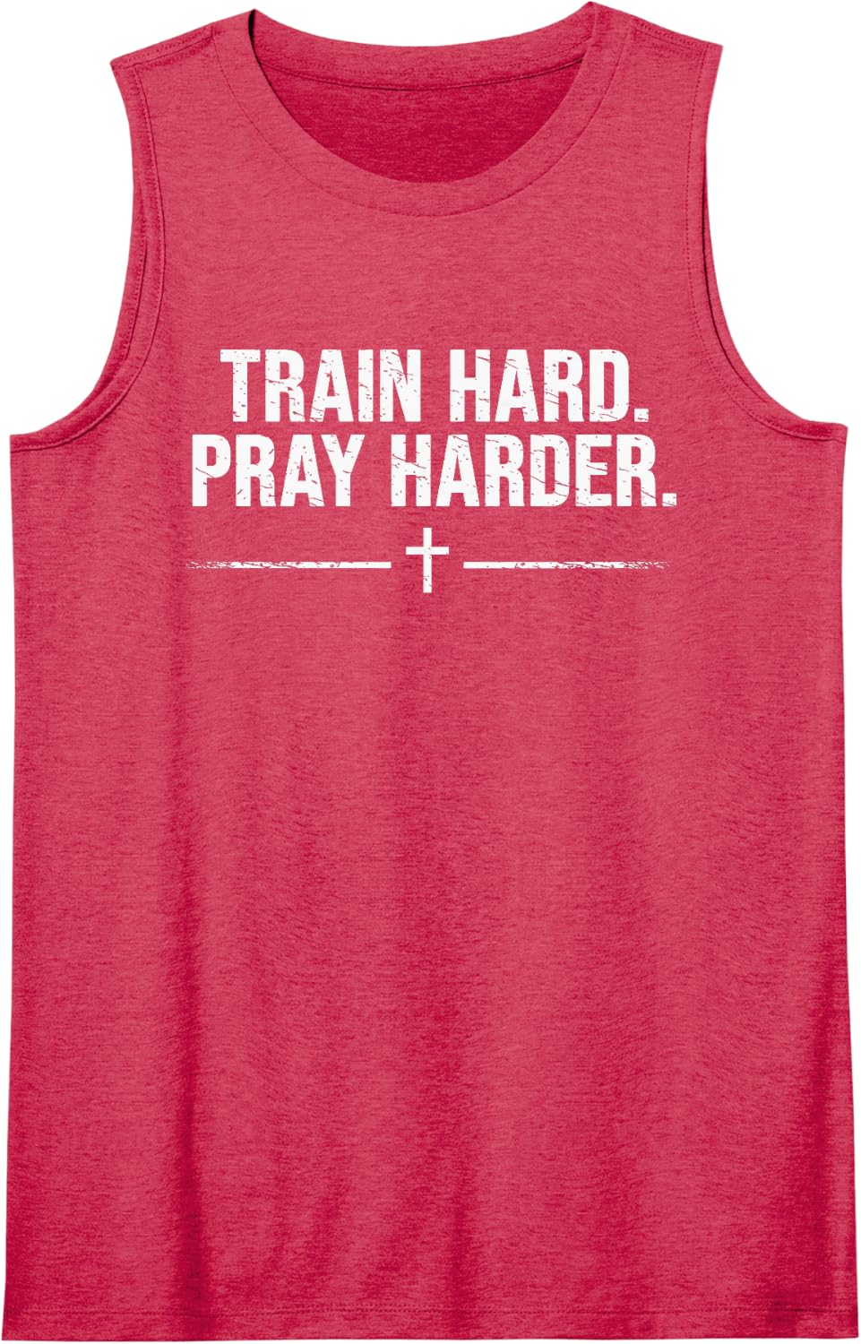 Train Hard Pray Harder Christian Gym Sleeveless Tank Top - Red