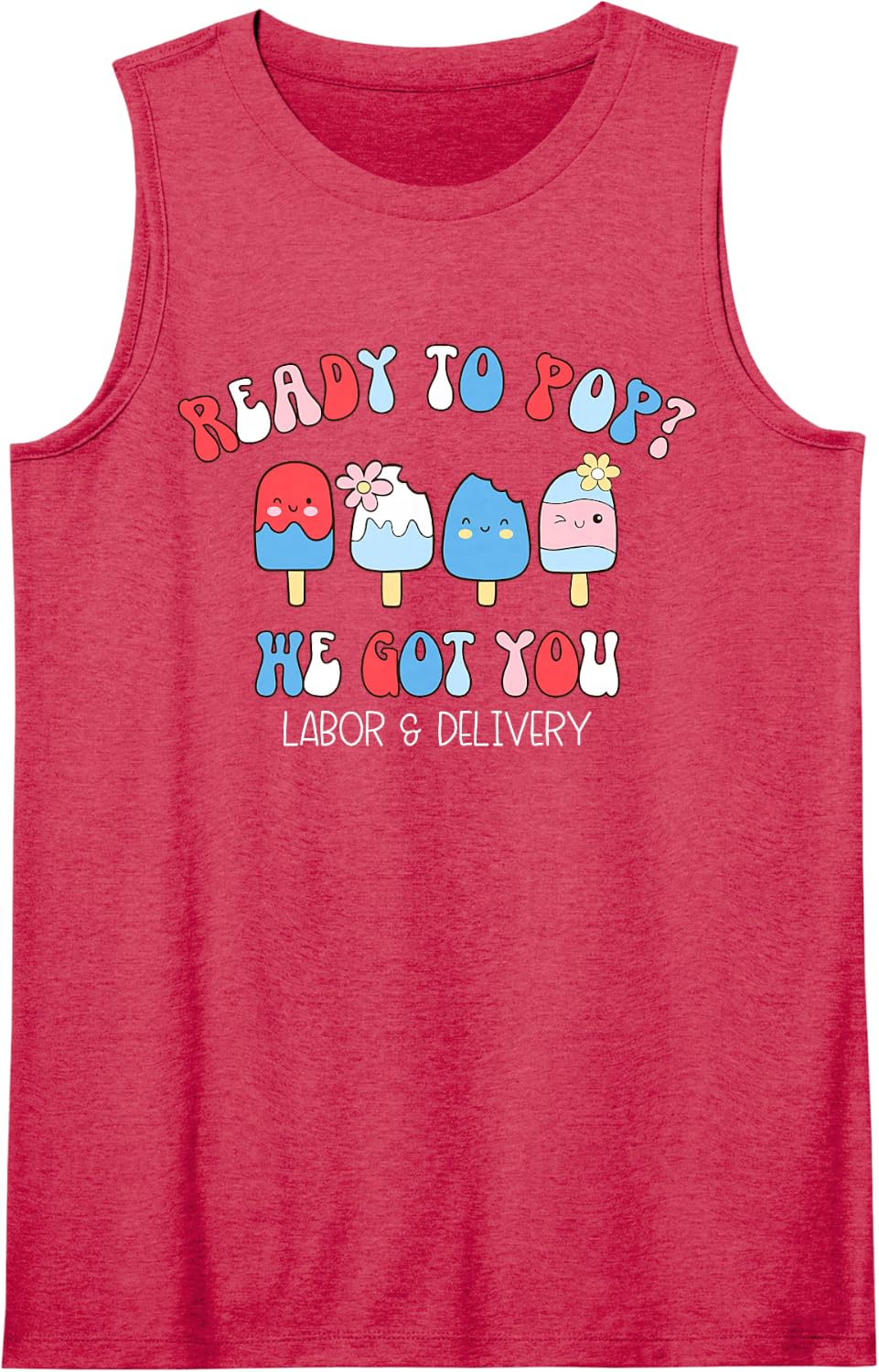 Happy Summer Labor and Delivery Nurse 4th of July Patriotic Sleeveless Tank Top - Red
