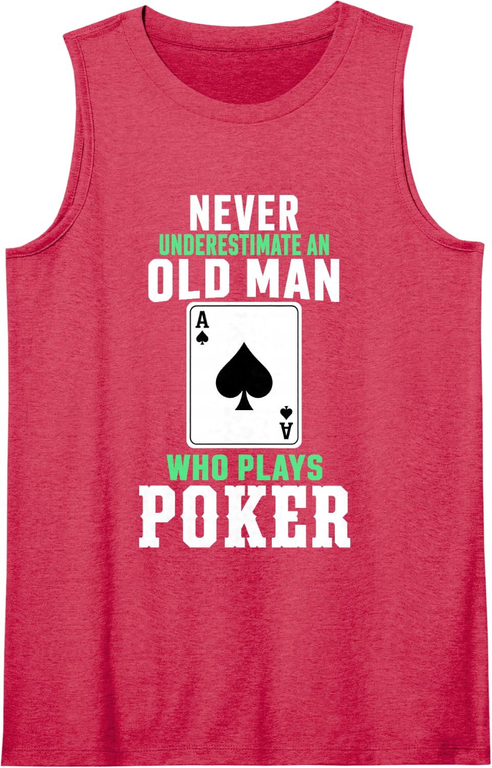 Cool Poker Design for Grandpa Men Casino Lover Poker Player Sleeveless Tank Top - Red