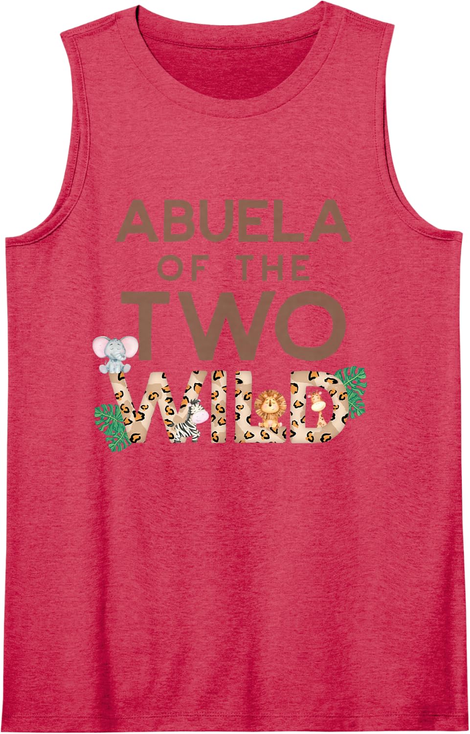 Abuela of The Two Wild Animal Safari 2nd Birthday Theme Sleeveless Tank Top - Red