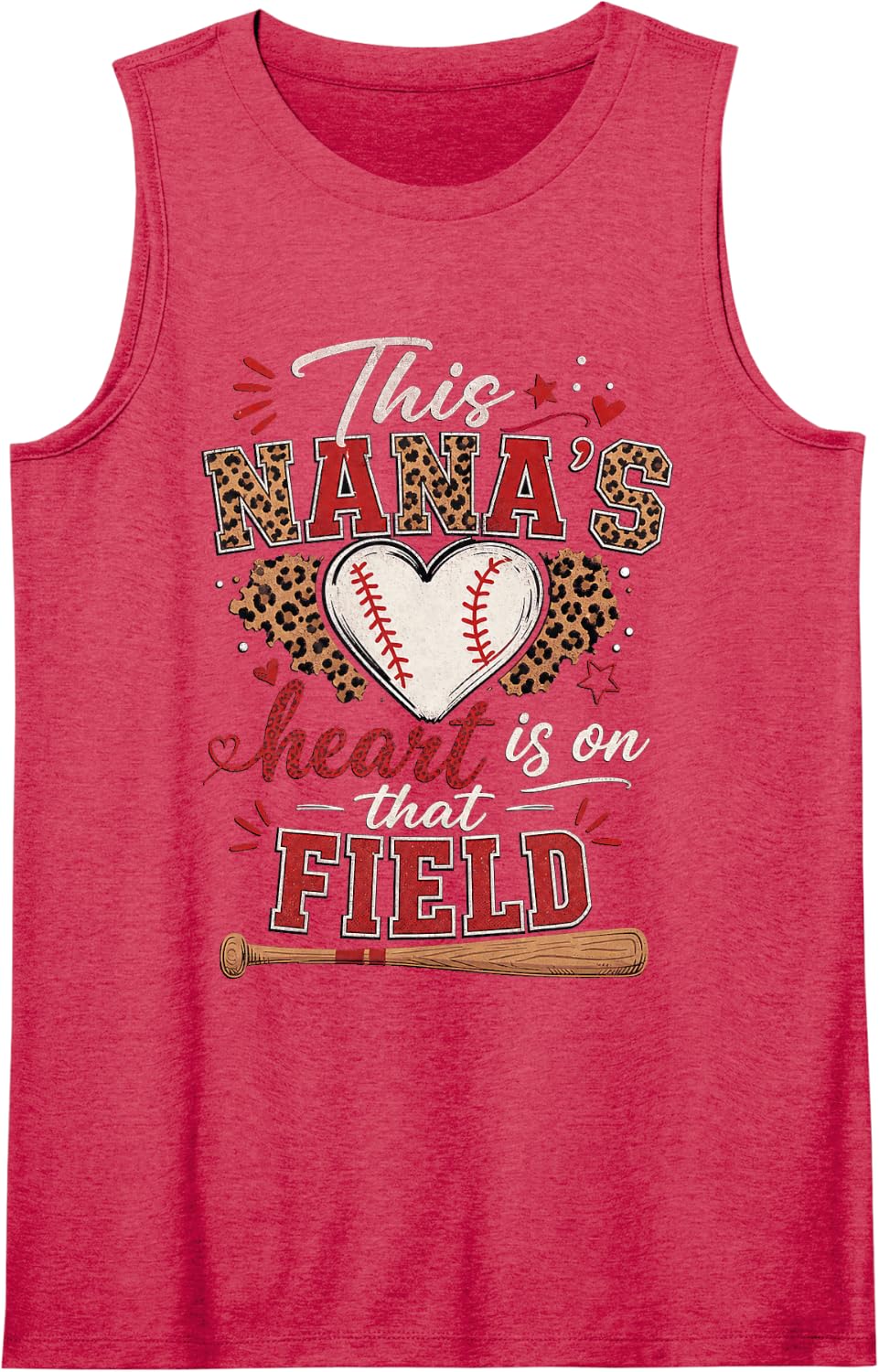 Baseball Heart Design for Proud Grandmothers Sleeveless Tank Top - Red
