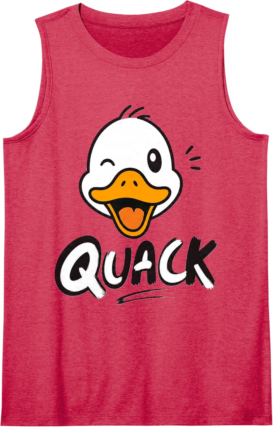 Cartoon Duck Face Design with Minimalist Style Tank Top - Red