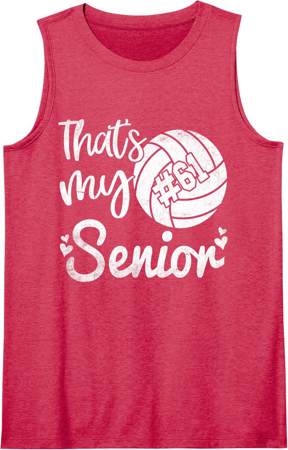 Volleyball Jersey Number 61 That's My Senior Volleyball #61 Sleeveless Tank Top - Red