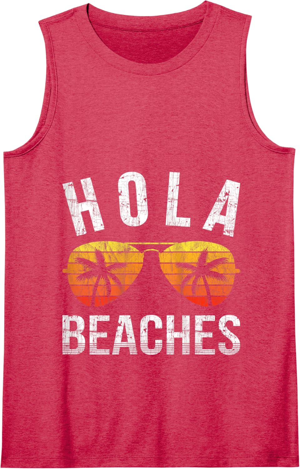Hola Beaches Tank Top Funny Beach Vacation Shirt Summer Tank Top - Red