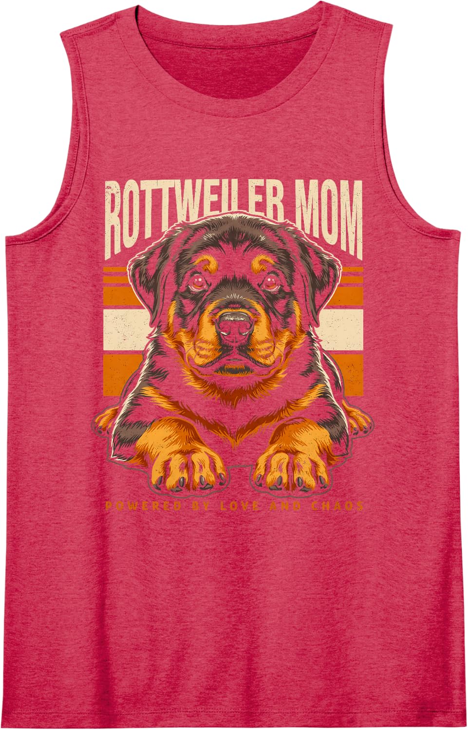 Rottweiler Mom Powered By Love and Chaos Sleeveless Tank Top - Red