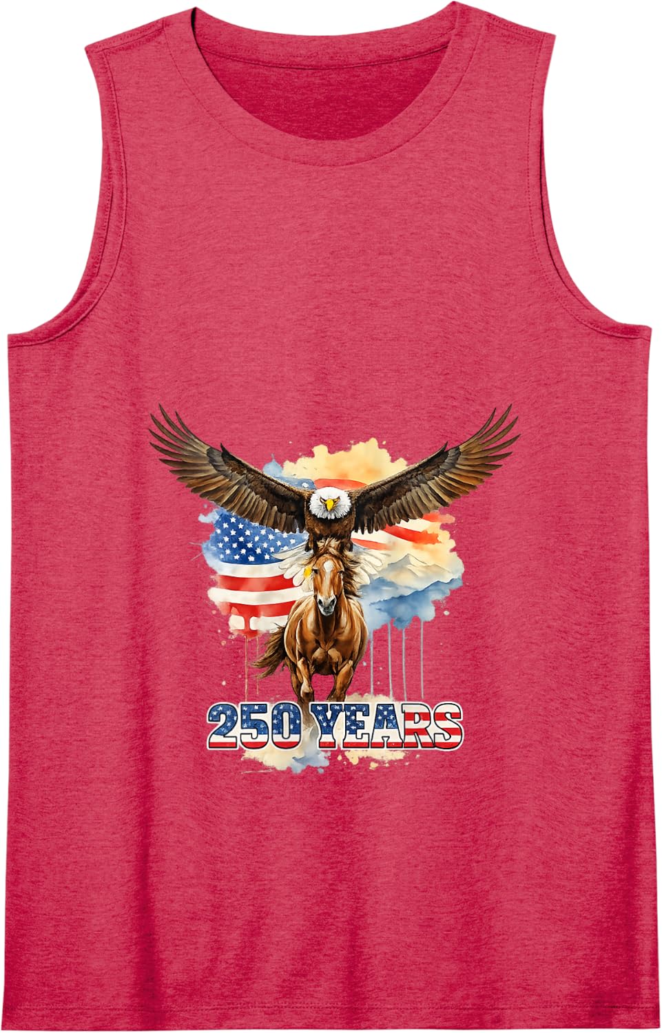 USA 250th Anniversary Bald Eagle & Clydesdale Horse Tank Top - Red