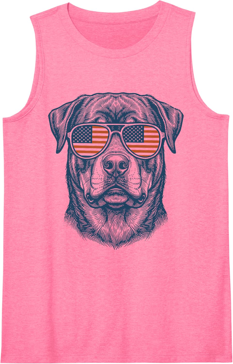 Patriotic Rottweiler Dog Mom Dad 4th July Vintage Men Women Sleeveless Tank Top - Pink
