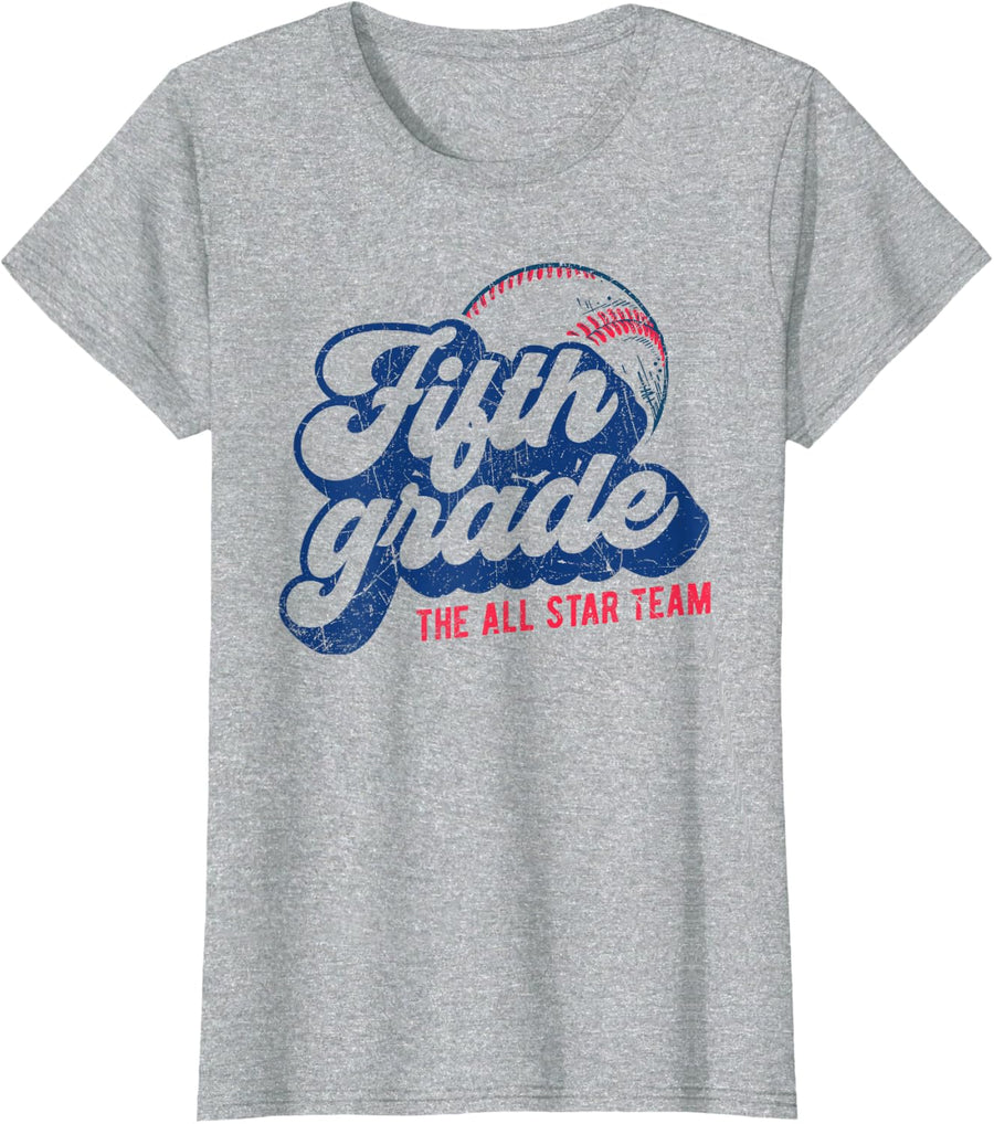 5th Grade Back to School Shirt Baseball Theme Fifth Grade Tee T-Shirt for Boys - Heather Grey