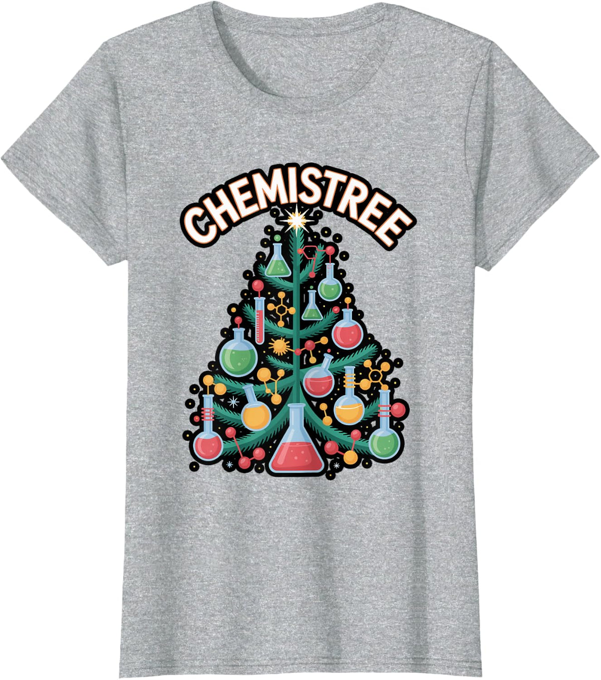 Chemistree Chemistry Christmas Science Teacher T-Shirt - Heather Grey