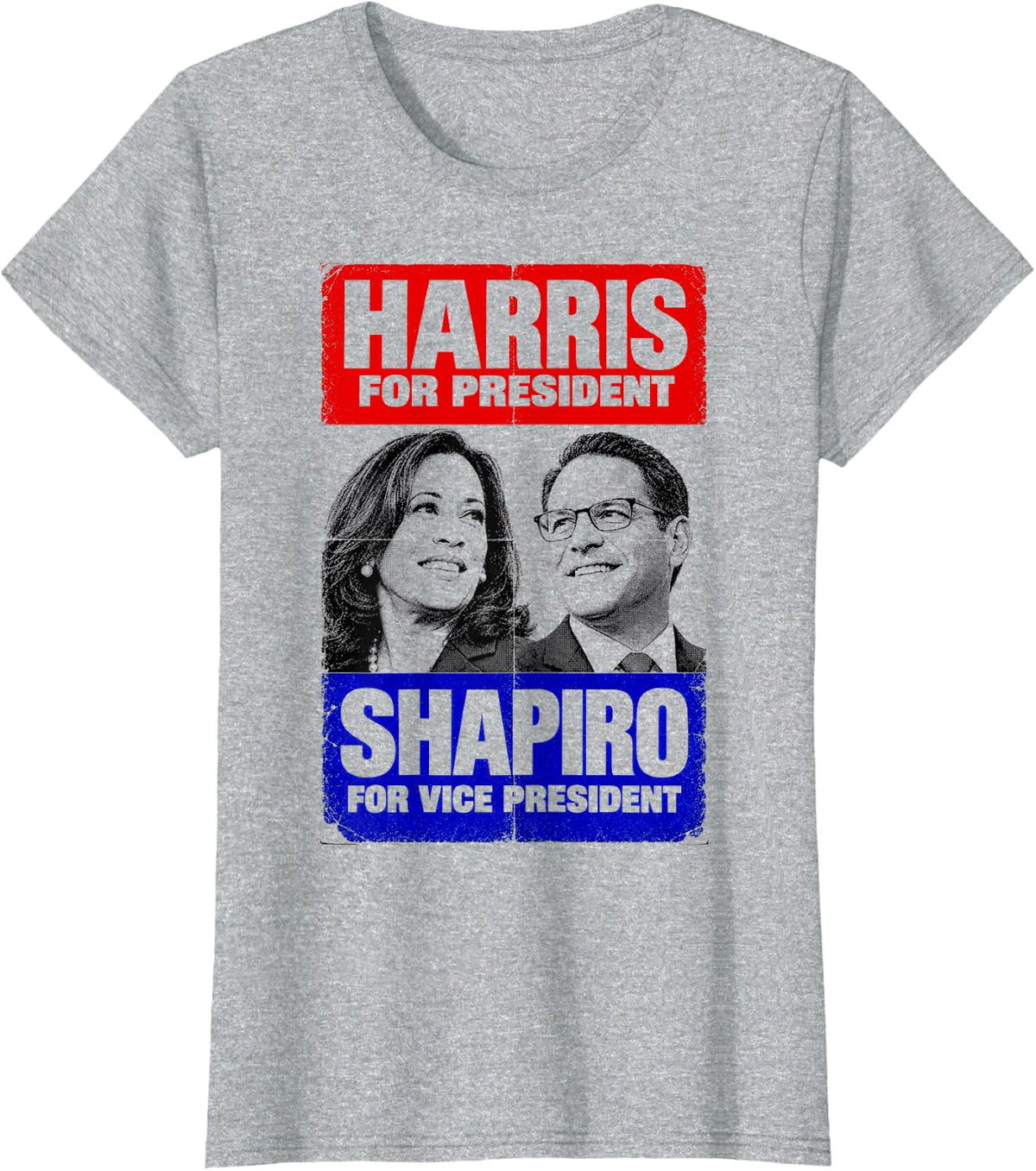 Harris Shapiro 2028 Presidental Campaign Vintage Democrat T-Shirt - Heather Grey