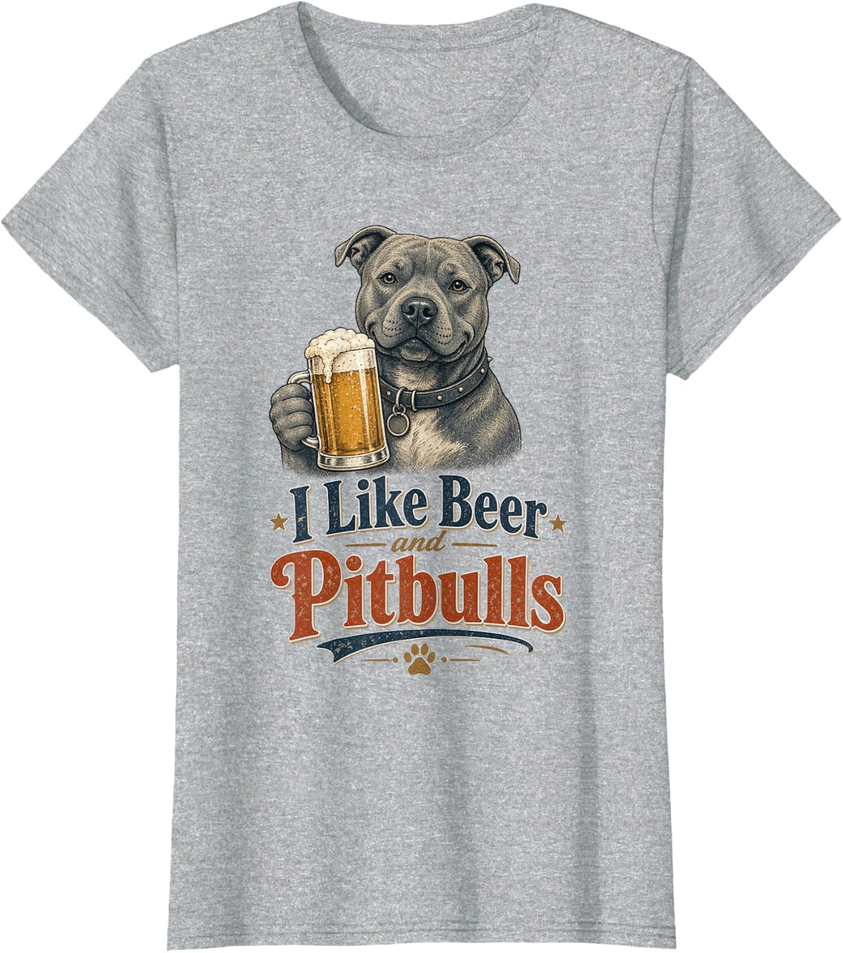 Funny Terrier Dad Pitbull Dog Lover Craft Beer Humor T-Shirt - Heather Grey