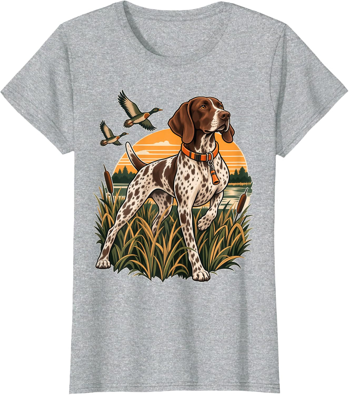 German Shorthaired Pointer Hunting Dog T-Shirt - Heather Grey