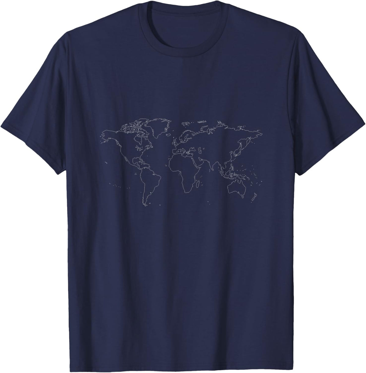 World Map Continents Outline T-Shirt - Navy Blue