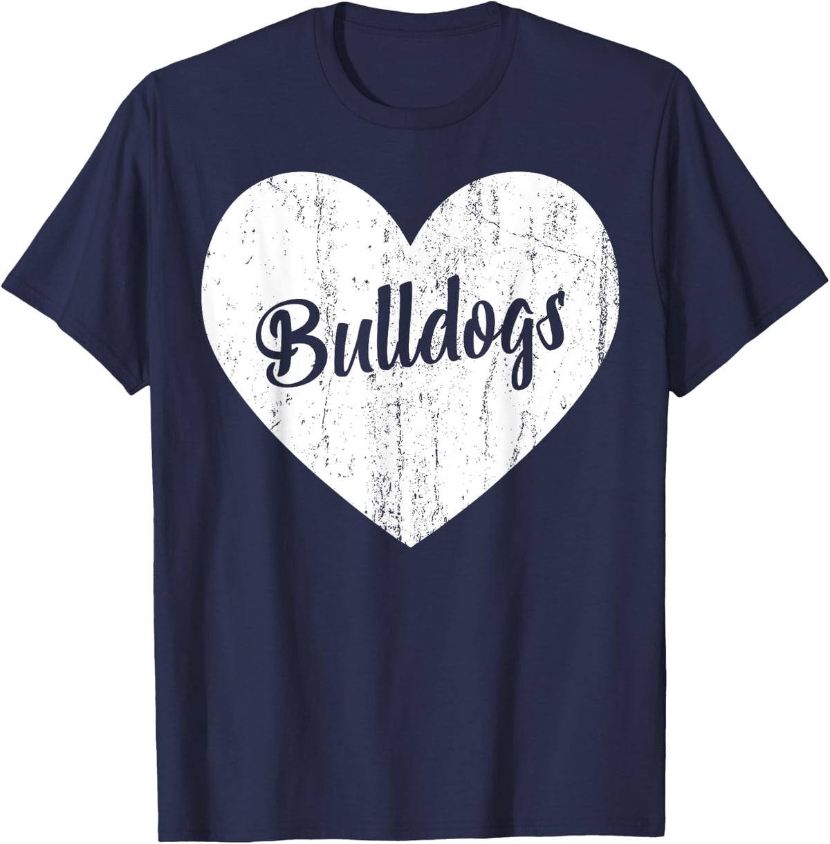 Bulldogs School Sports Fan Team Spirit Mascot Heart Gift T-Shirt - Navy Blue