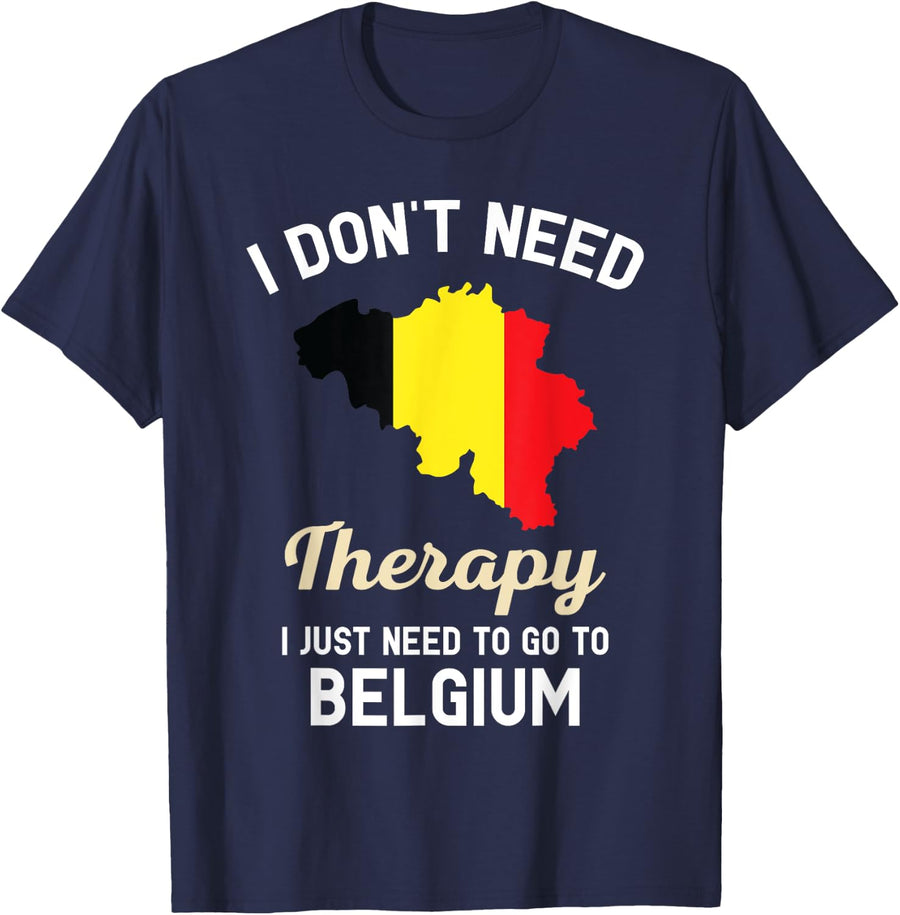 Belgium Belgian Flag Map Travel Vocation Gifts T-Shirt - Navy Blue