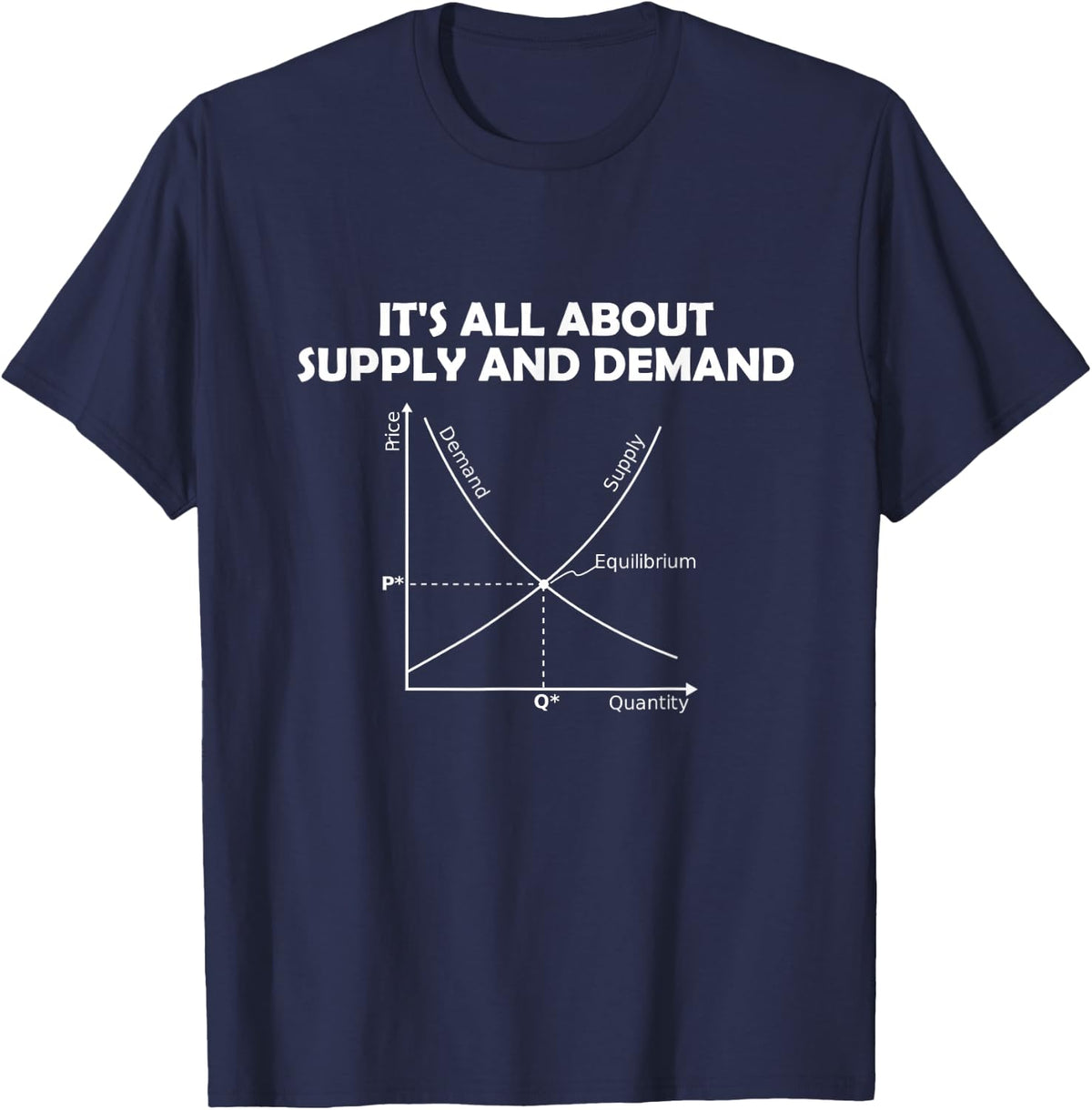 Math Economics Supply and Demand T Shirt Gift School T-Shirt - Navy Blue