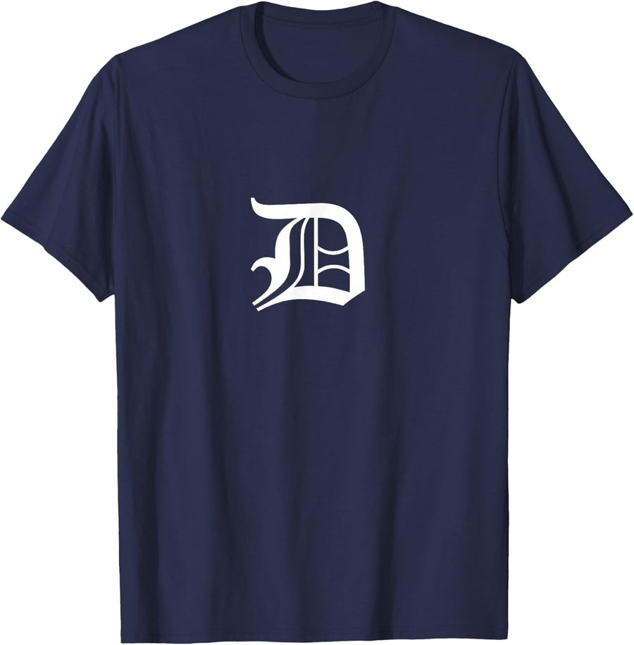 Letter D Capital Alphabet in Old English Medieval Style T-Shirt - Navy Blue