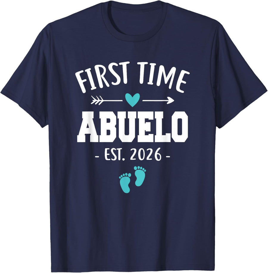 Mens First Time Abuelo Est 2026 Funny Grandpa Father's Day T-Shirt - Navy Blue