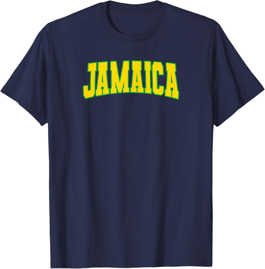 Jamaican Varsity Jamaica Flag Colours Caribbean Carnival T-Shirt - Navy Blue